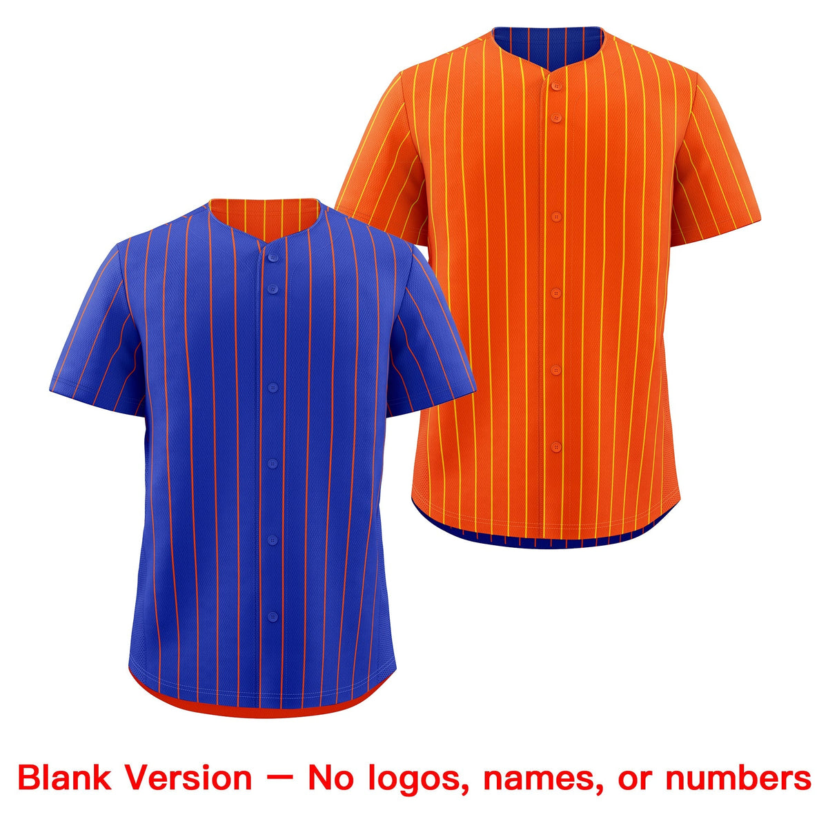 Custom Orange White Royal Blue Reversible Stripe Fashion Baseball Jersey| KXKSHOP