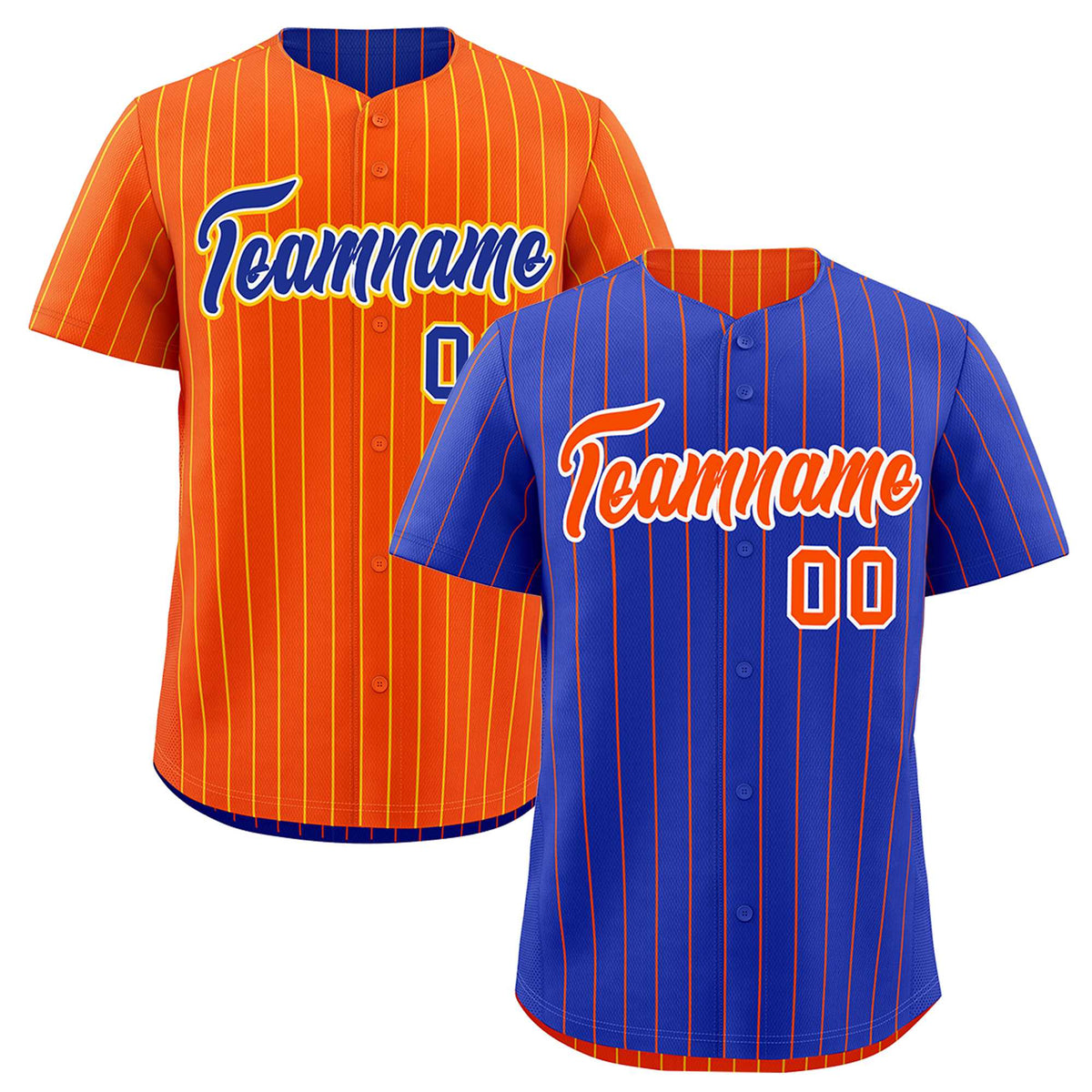 Custom Orange White Royal Blue Reversible Stripe Fashion Baseball Jersey| KXKSHOP