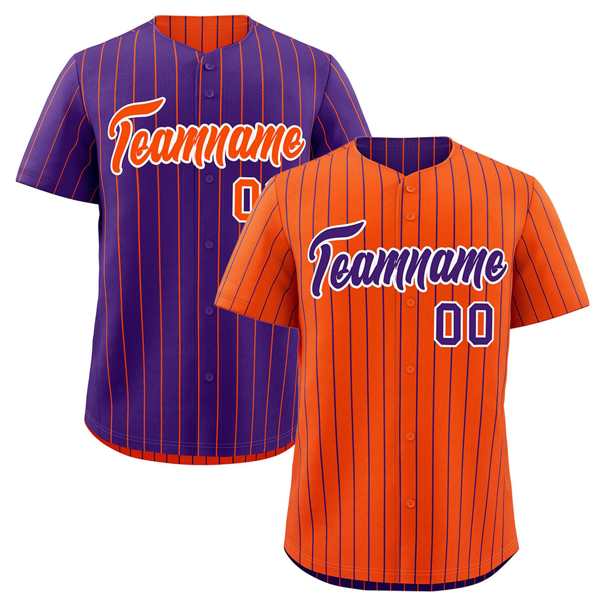 Custom Purple White Orange Reversible Stripe Fashion Baseball Jersey| KXKSHOP