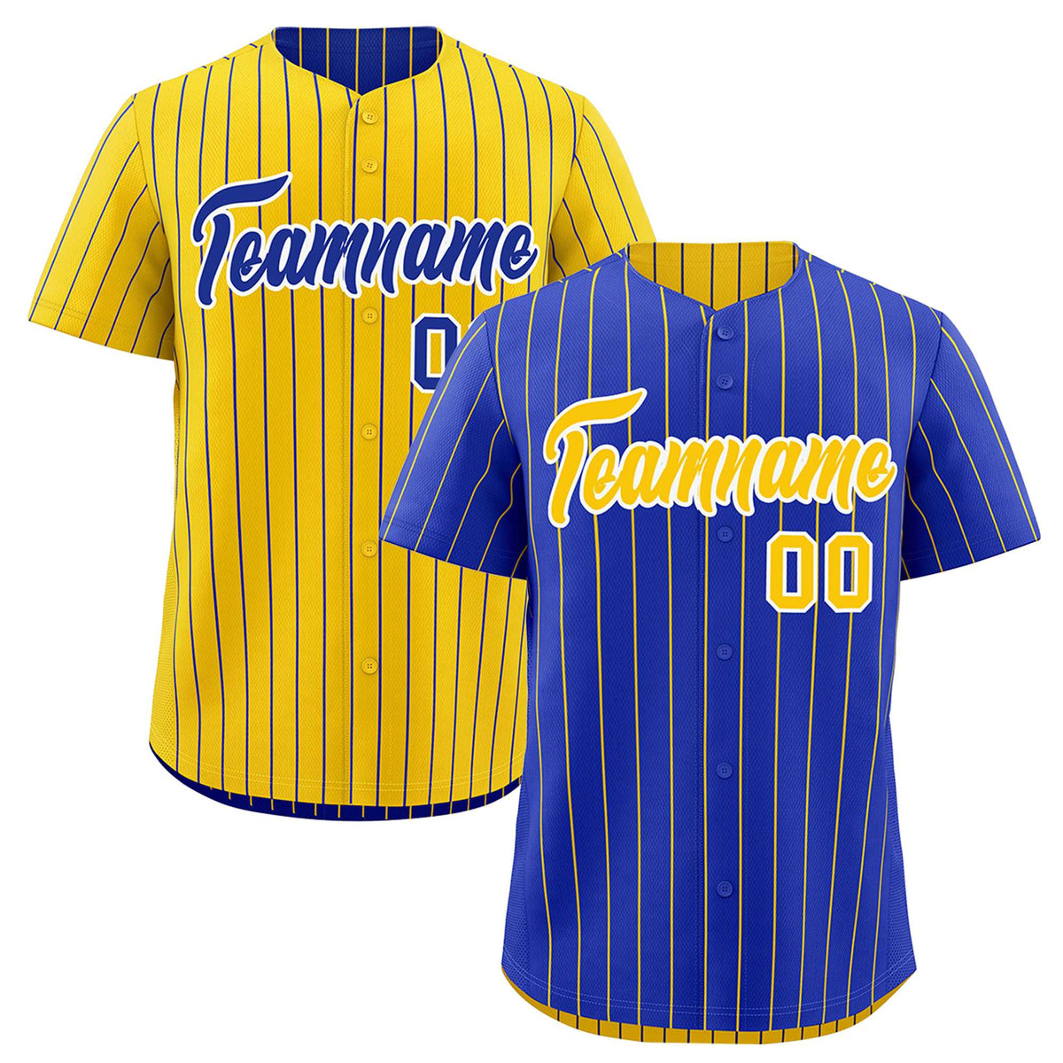 Custom Gold White Royal Blue Reversible Stripe Fashion Baseball Jersey| KXKSHOP