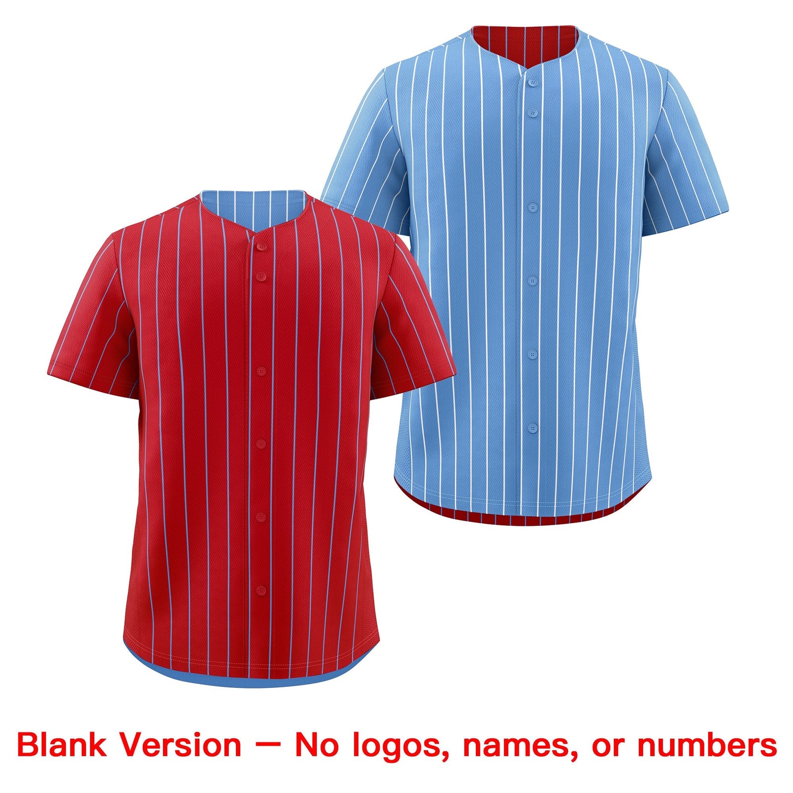 Custom White Light Blue Red Reversible Stripe Fashion Baseball Jersey| KXKSHOP
