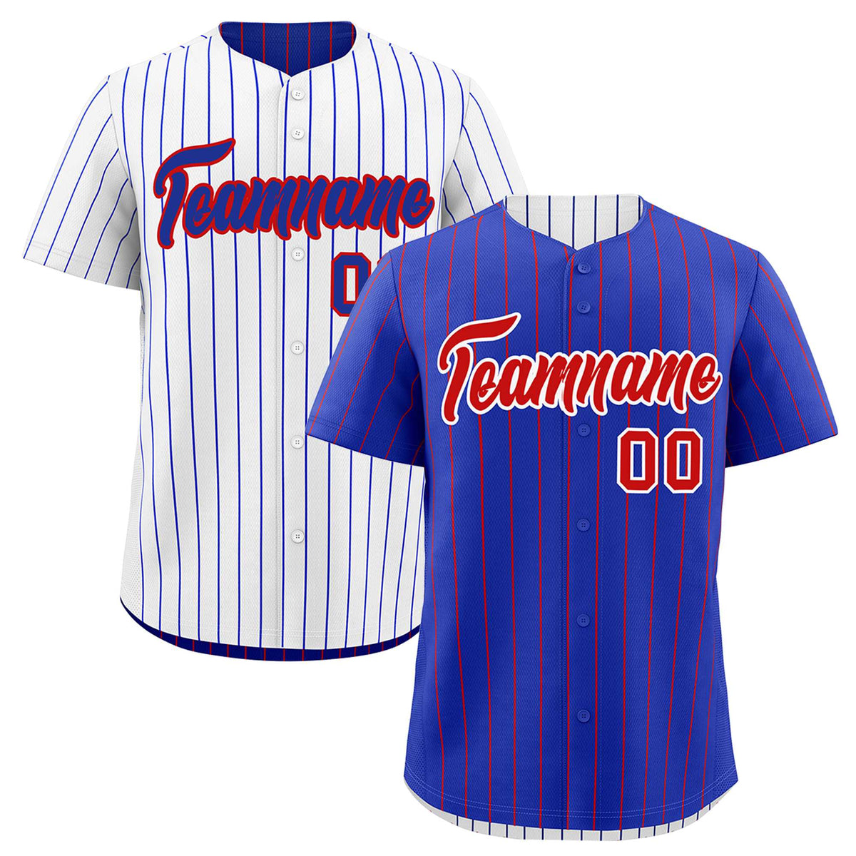 Custom Red White Royal Blue Reversible Stripe Fashion Baseball Jersey| KXKSHOP