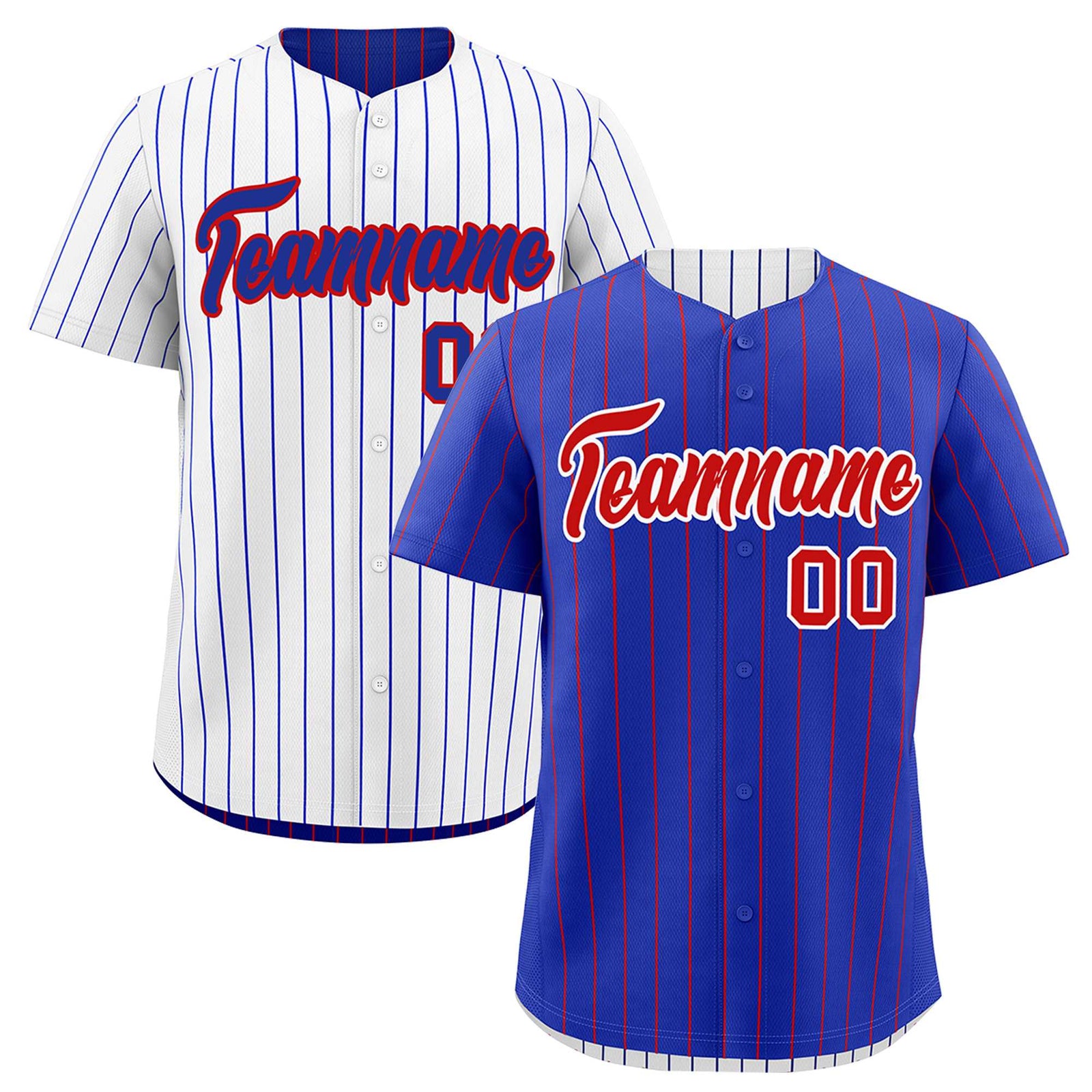 Custom Red White Royal Blue Reversible Stripe Fashion Baseball Jersey| KXKSHOP