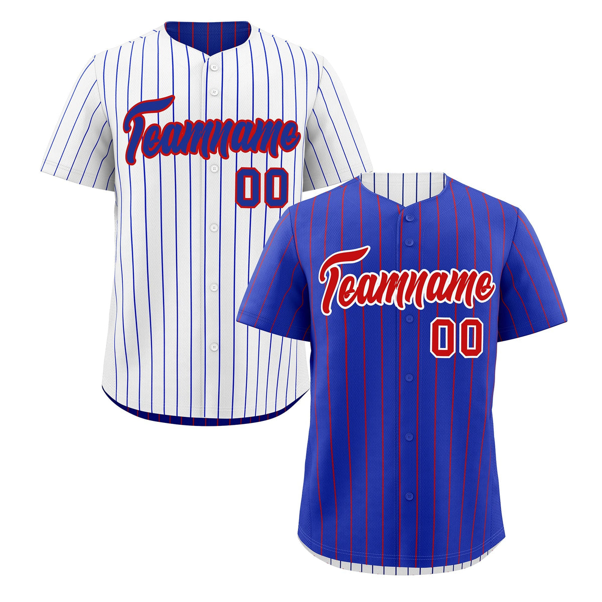 Custom Red White Royal Blue Reversible Stripe Fashion Baseball Jersey| KXKSHOP