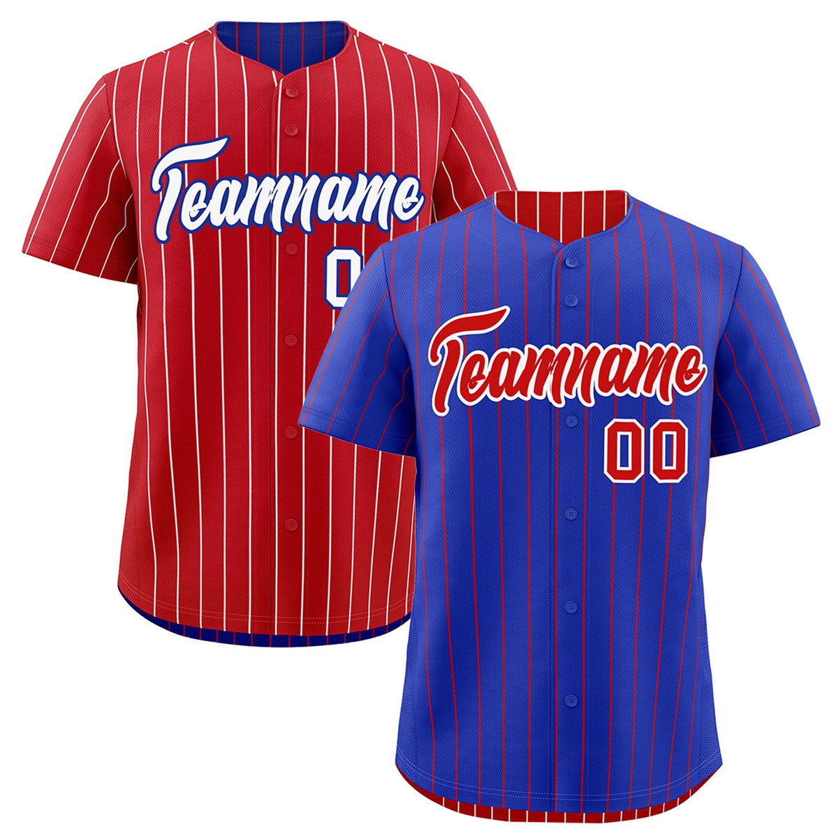 Custom Red White Royal Blue Reversible Stripe Fashion Baseball Jersey| KXKSHOP