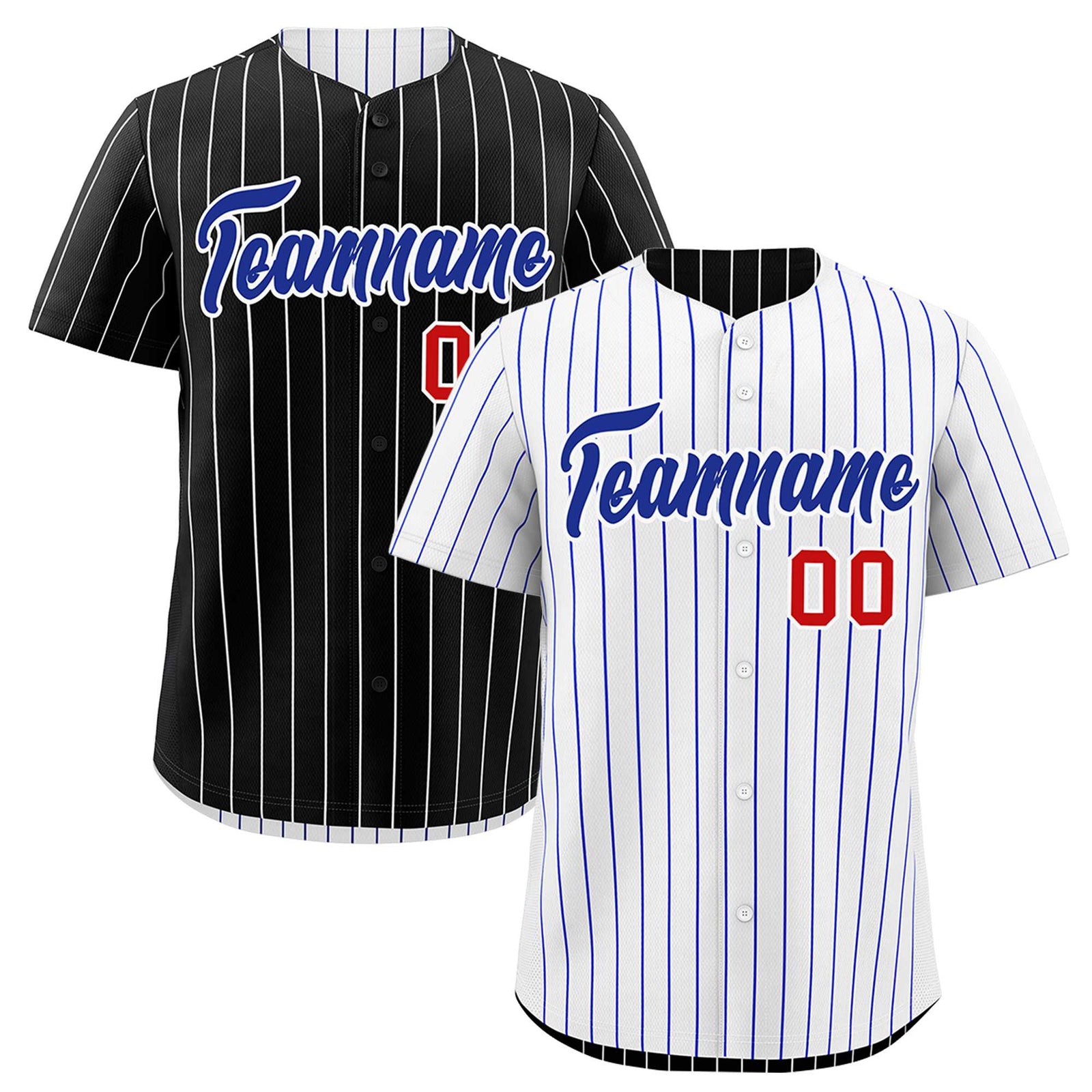 Custom Royal Blue White Reversible Stripe Fashion Baseball Jersey| KXKSHOP