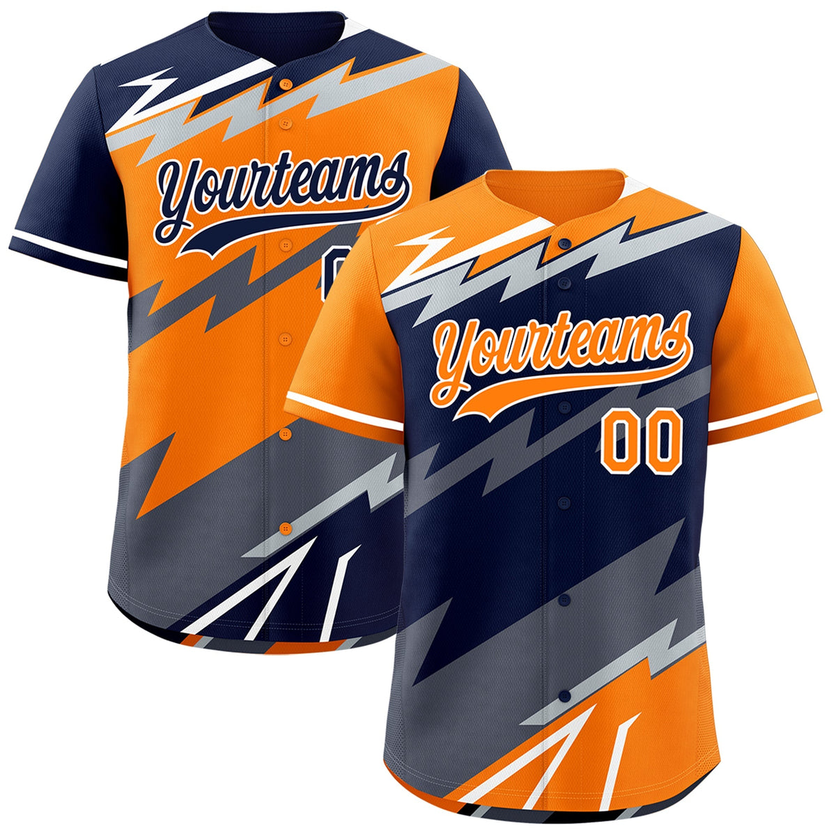 Custom Black Gray Silver short sleeves Reversible Lightning Pattern Graffiti Graffiti Pattern Moisture-Wicking Baseball Jersey| KXKSHOP