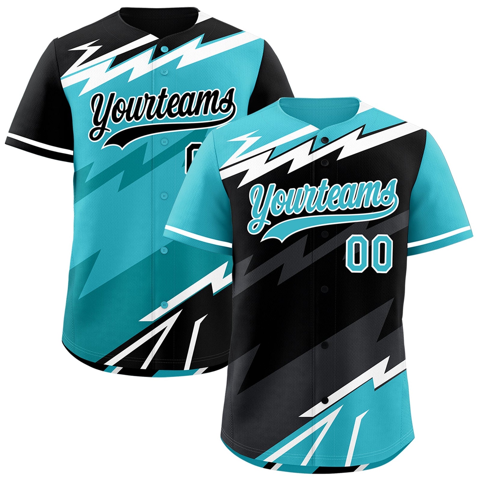 Custom Black Sky Blue Gray short sleeves Reversible Lightning Pattern Graffiti Graffiti Pattern Moisture-Wicking Baseball Jersey| KXKSHOP