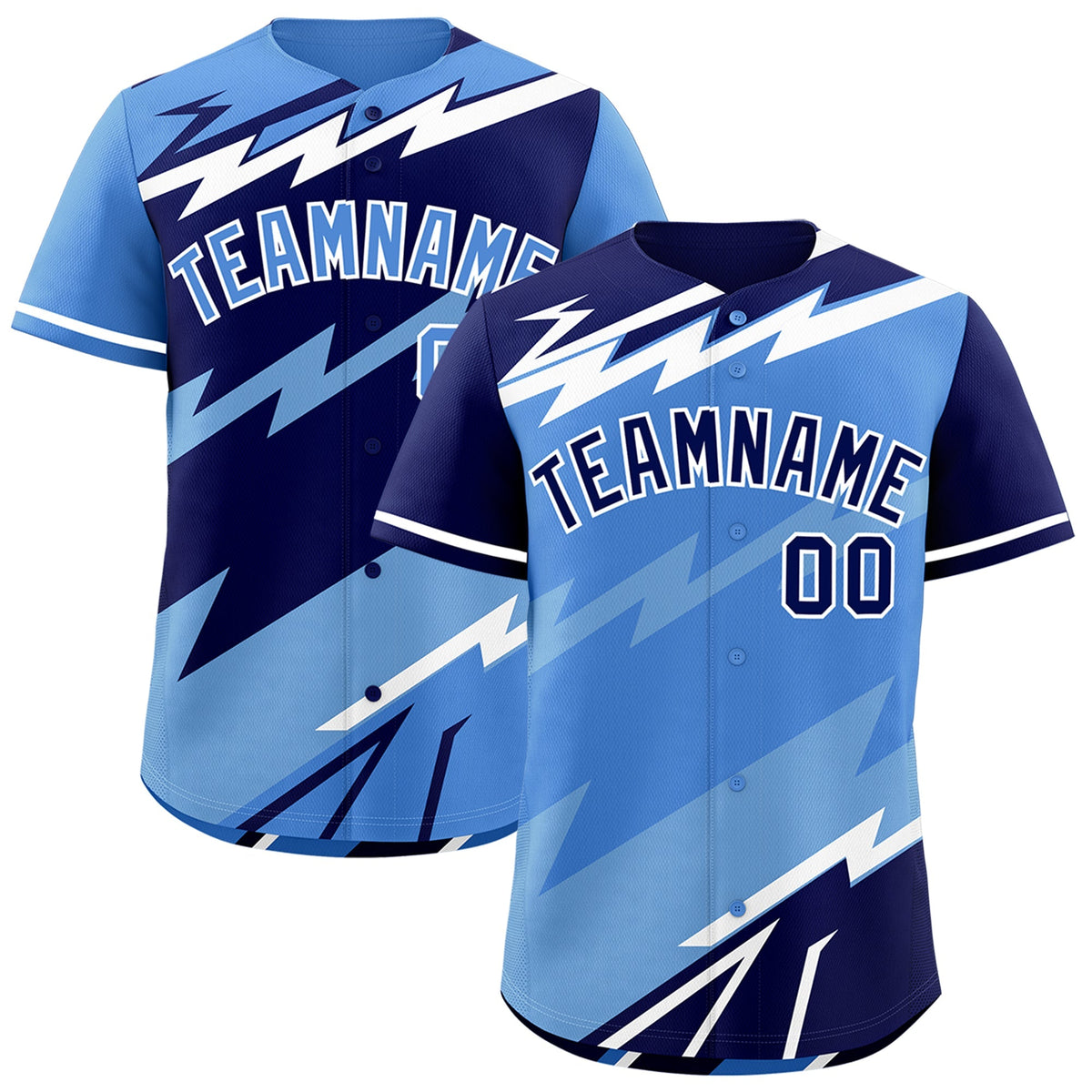 Custom Light Blue Powder Blue White short sleeves Reversible Lightning Pattern Graffiti Graffiti Pattern Lightweight Baseball Jersey| KXKSHOP