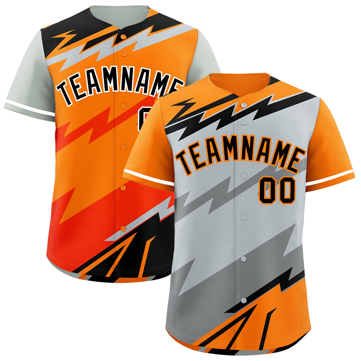 Custom Silver Orange Gray short sleeves Reversible Lightning Pattern Graffiti Graffiti Pattern Lightweight Baseball Jersey| KXKSHOP