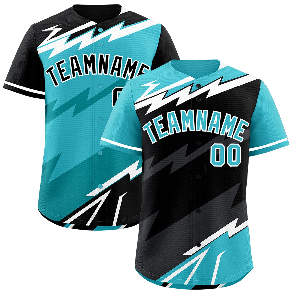 Custom Black Sky Blue Gray short sleeves Reversible Lightning Pattern Graffiti Graffiti Pattern Moisture-Wicking Baseball Jersey| KXKSHOP