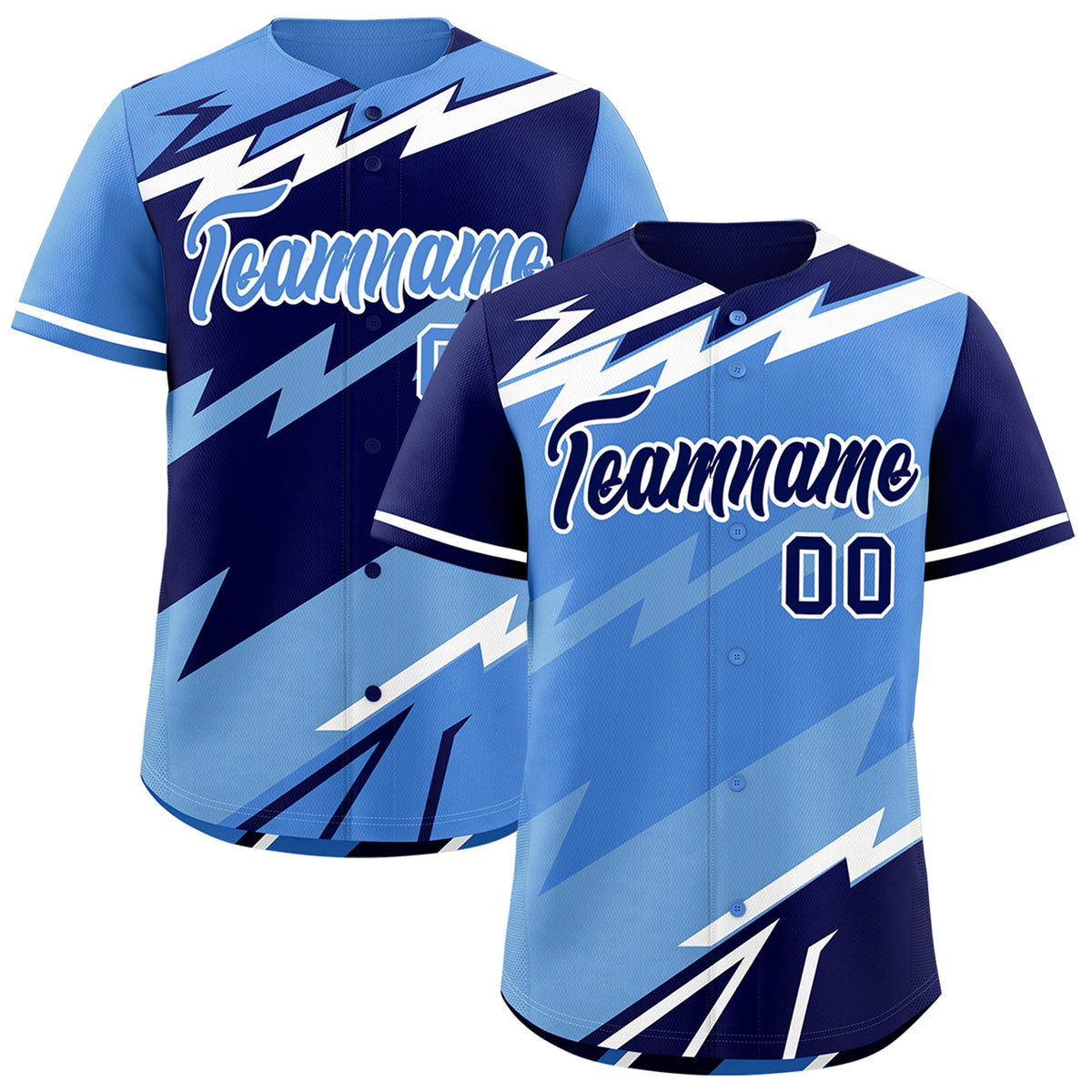 Custom Light Blue Powder Blue White short sleeves Reversible Lightning Pattern Graffiti Graffiti Pattern Lightweight Baseball Jersey| KXKSHOP