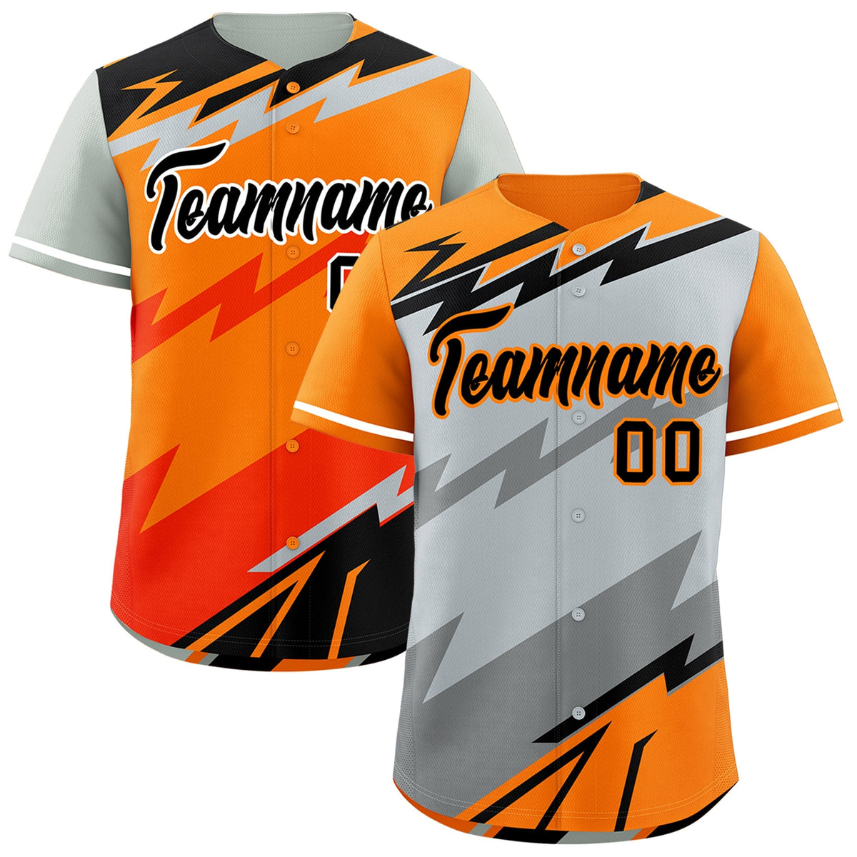 Custom Silver Orange Gray short sleeves Reversible Lightning Pattern Graffiti Graffiti Pattern Lightweight Baseball Jersey| KXKSHOP