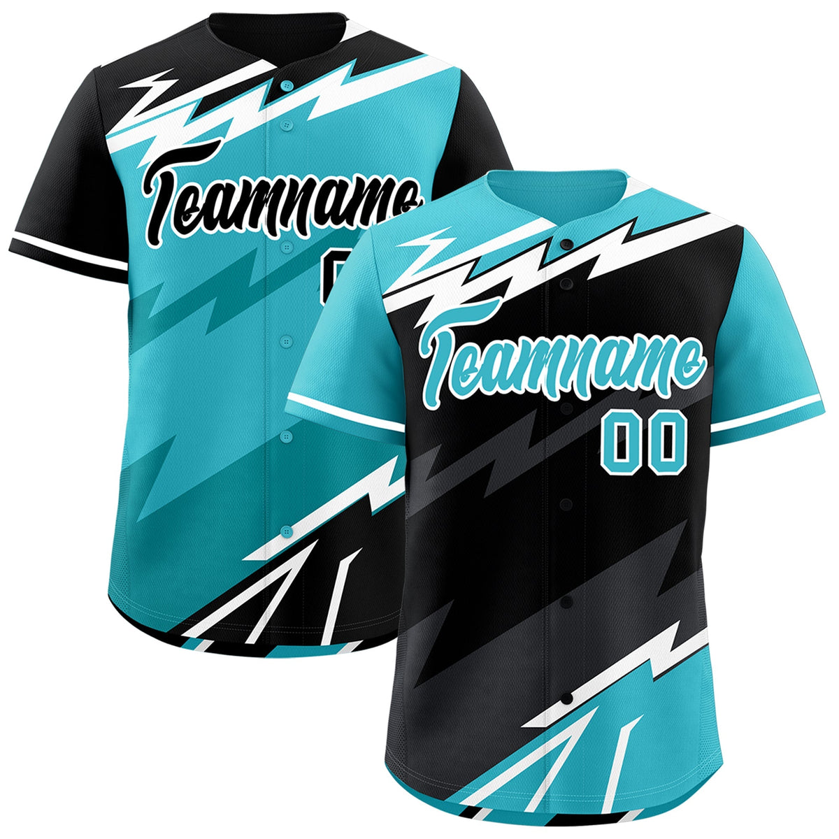 Custom Black Sky Blue Gray short sleeves Reversible Lightning Pattern Graffiti Graffiti Pattern Moisture-Wicking Baseball Jersey| KXKSHOP