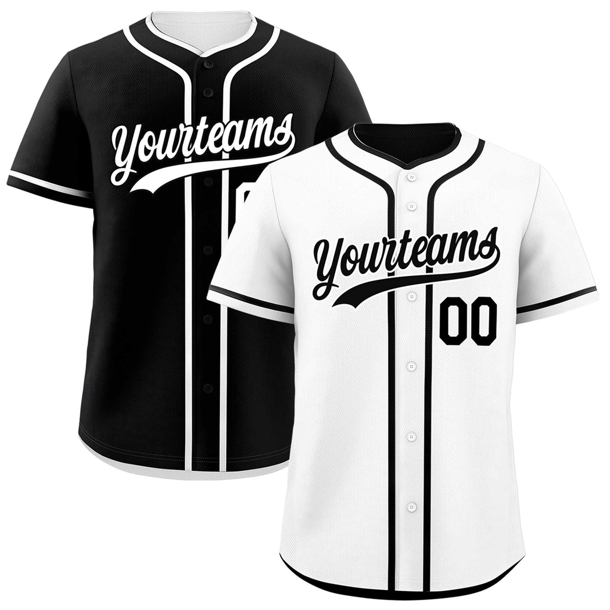 Custom Black White Reversible Classic Style Lightweight Baseball Jersey| KXKSHOP