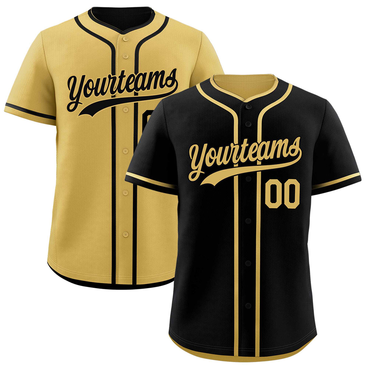 Custom Old Gold Black Reversible Classic Style Moisture-Wicking Baseball Jersey| KXKSHOP