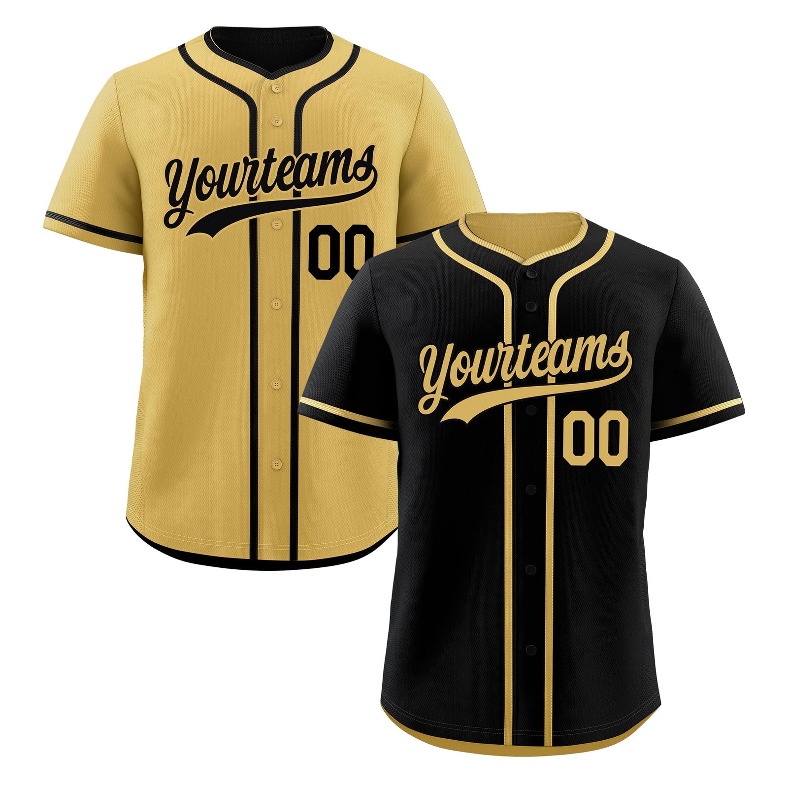 Custom Old Gold Black Reversible Classic Style Moisture-Wicking Baseball Jersey| KXKSHOP