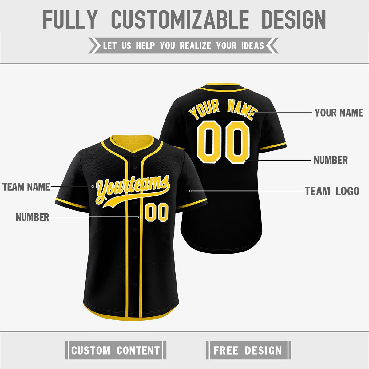 Custom Gold Black Reversible Classic Style Lightweight Baseball Jersey| KXKSHOP