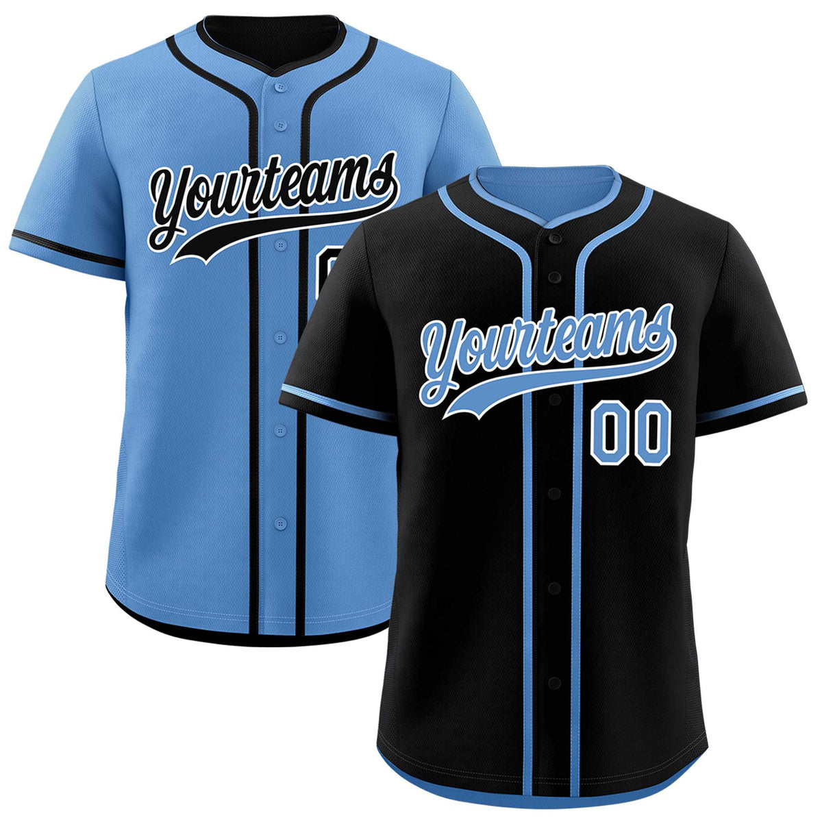 Custom Light Blue Black Reversible Classic Style Moisture-Wicking Baseball Jersey| KXKSHOP
