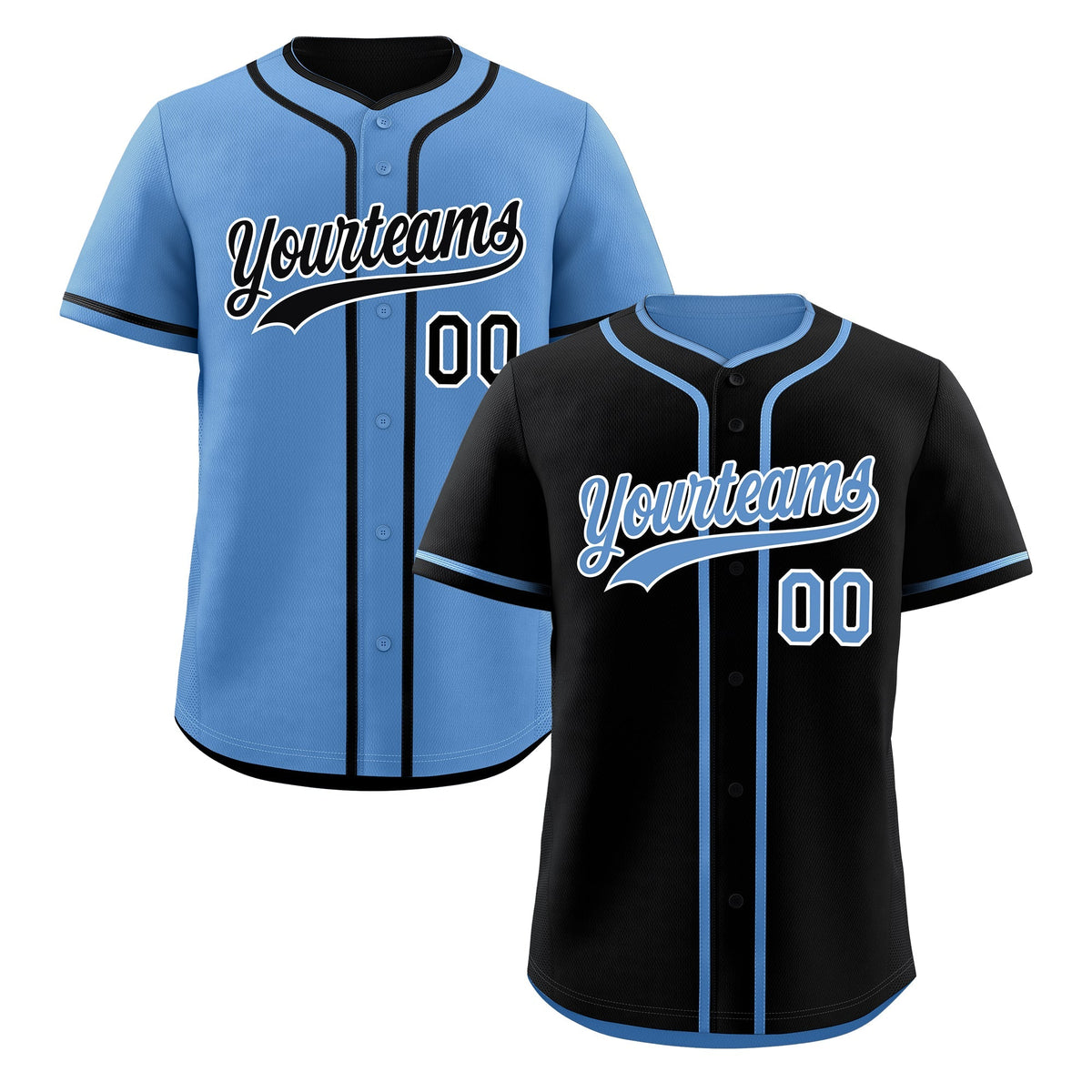 Custom Light Blue Black Reversible Classic Style Moisture-Wicking Baseball Jersey| KXKSHOP