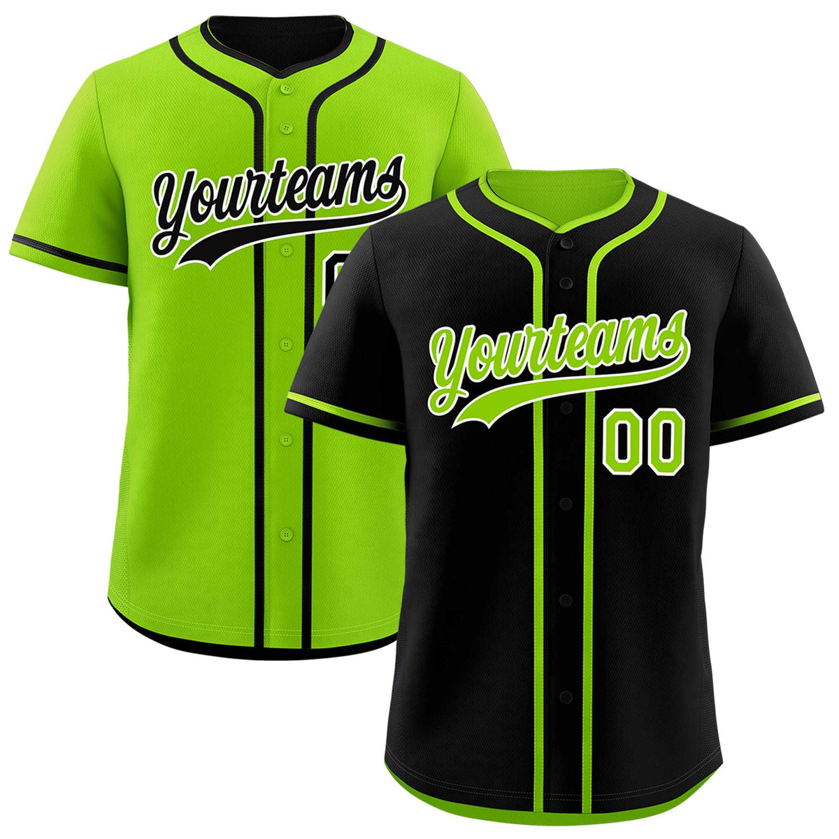 Custom Neon Green Black Reversible Classic Style Lightweight Baseball Jersey| KXKSHOP