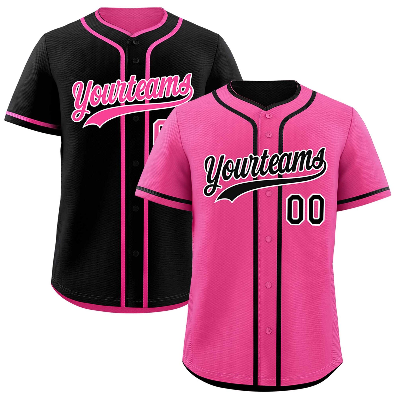 Custom Black Pink Reversible Classic Style Lightweight Baseball Jersey| KXKSHOP