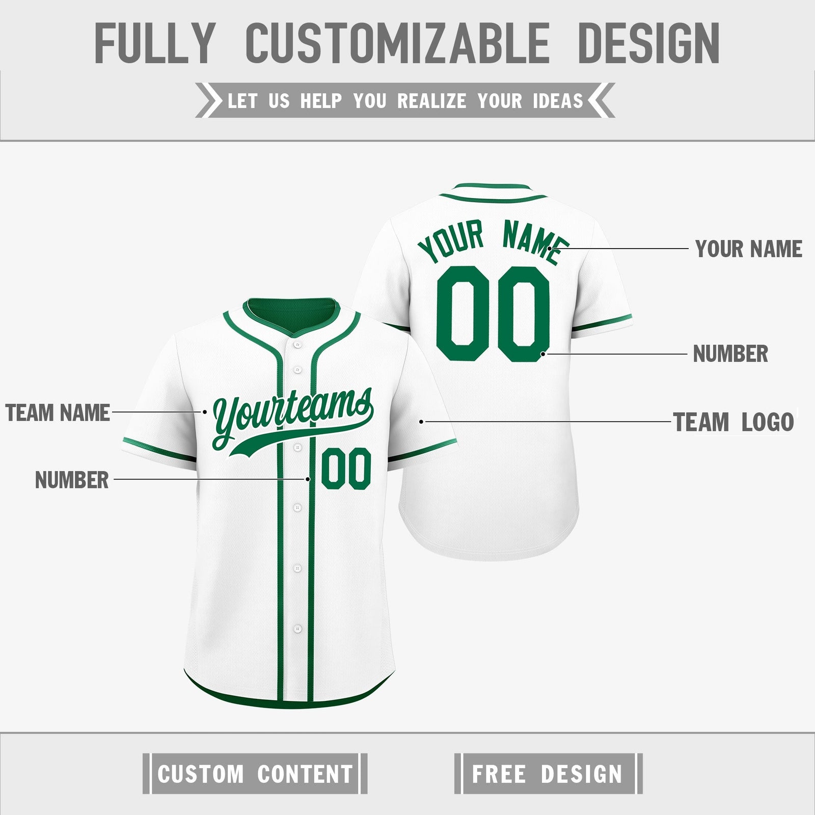 Custom Kelly Green White Reversible Classic Style Lightweight Baseball Jersey| KXKSHOP