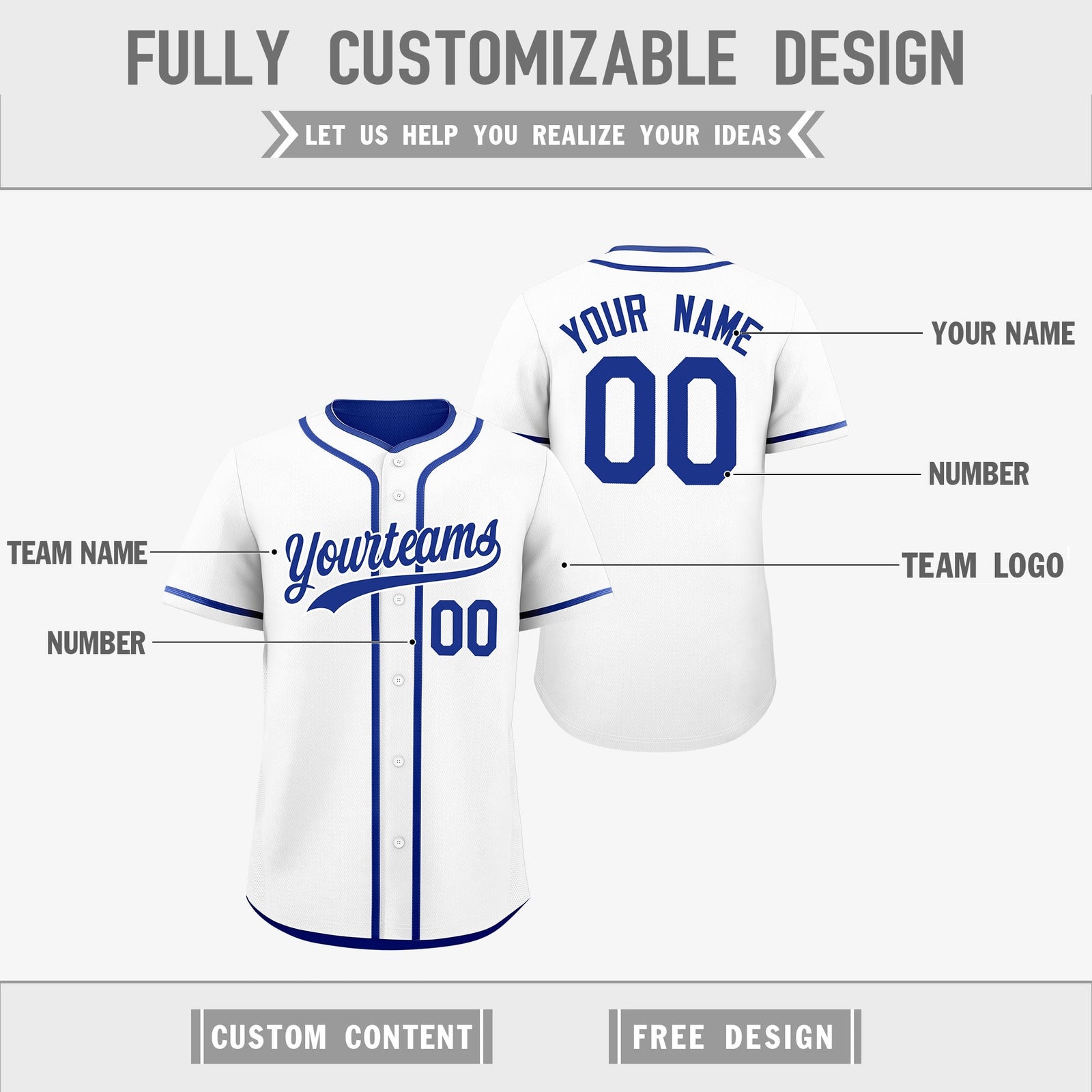Custom Royal Blue Reversible Classic Style Moisture-Wicking Baseball Jersey| KXKSHOP