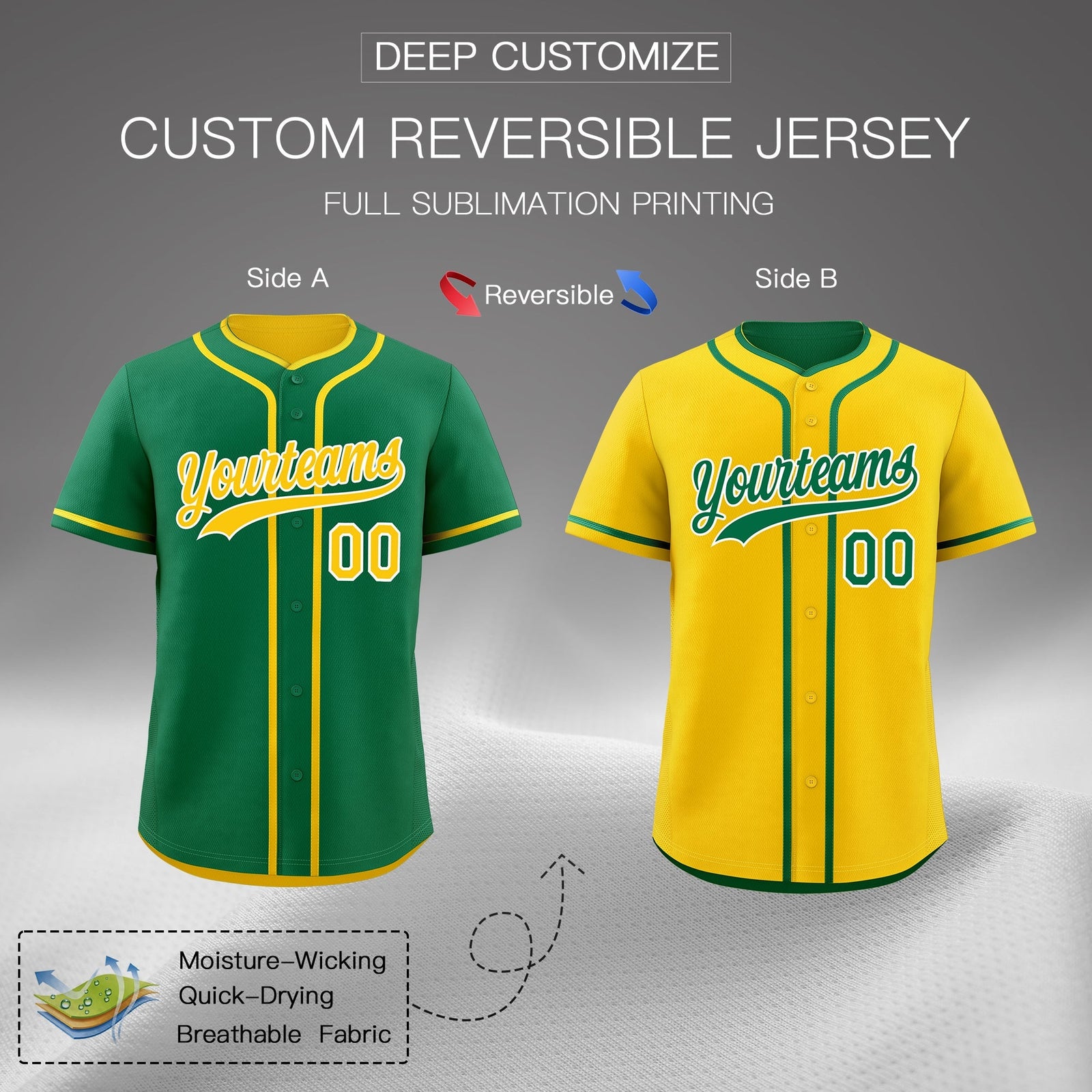 Custom Gold White Reversible Classic Style Lightweight Baseball Jersey| KXKSHOP