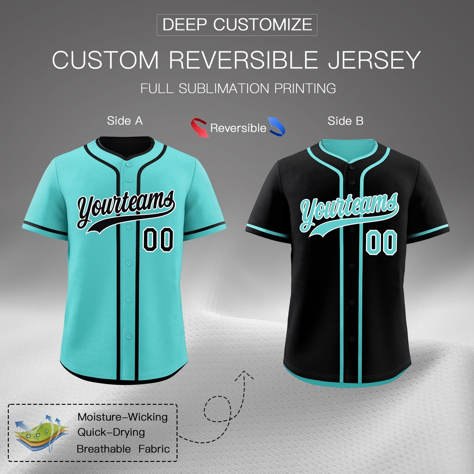 Custom Black White Reversible Classic Style Lightweight Baseball Jersey| KXKSHOP