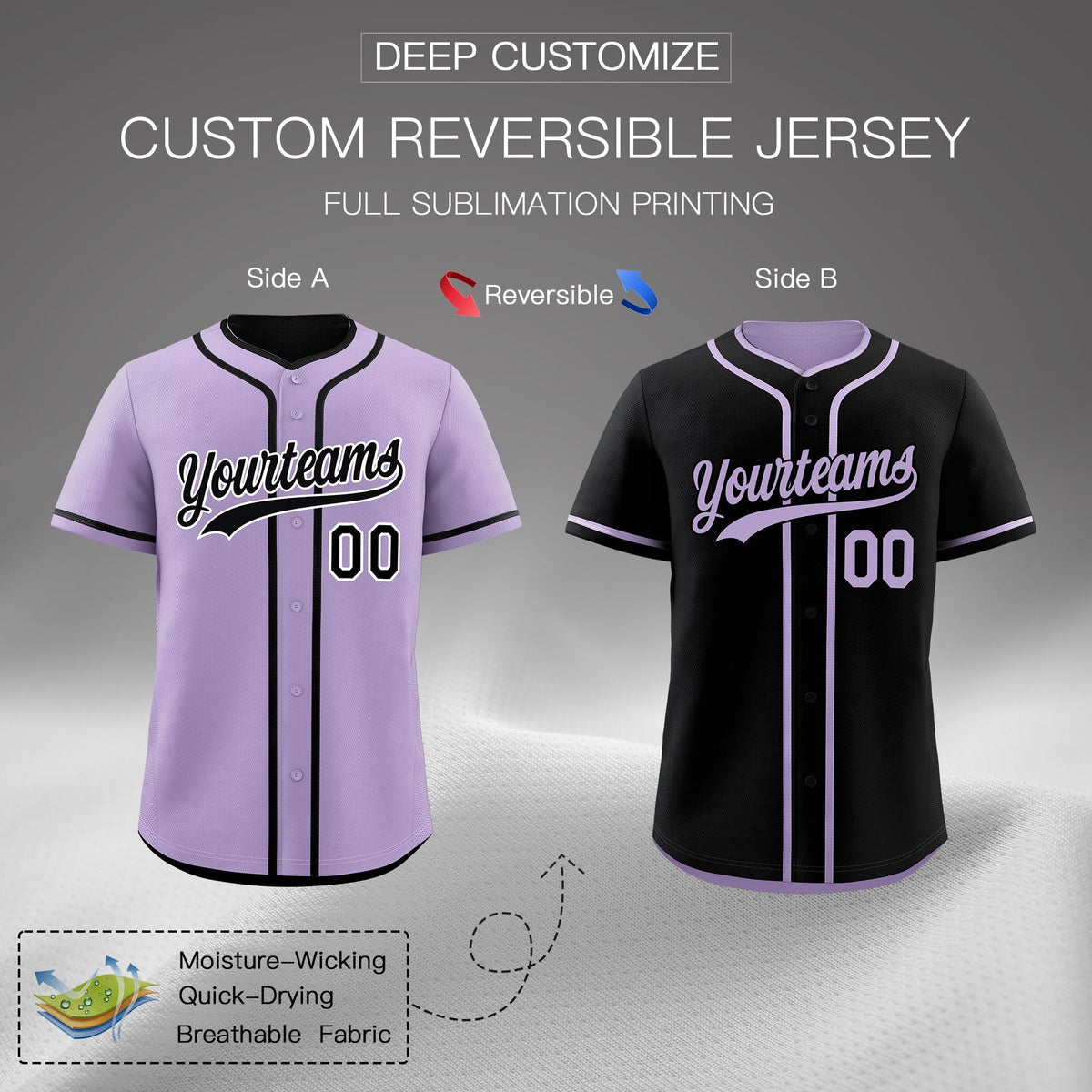 Custom Black Reversible Classic Style Lightweight Baseball Jersey| KXKSHOP