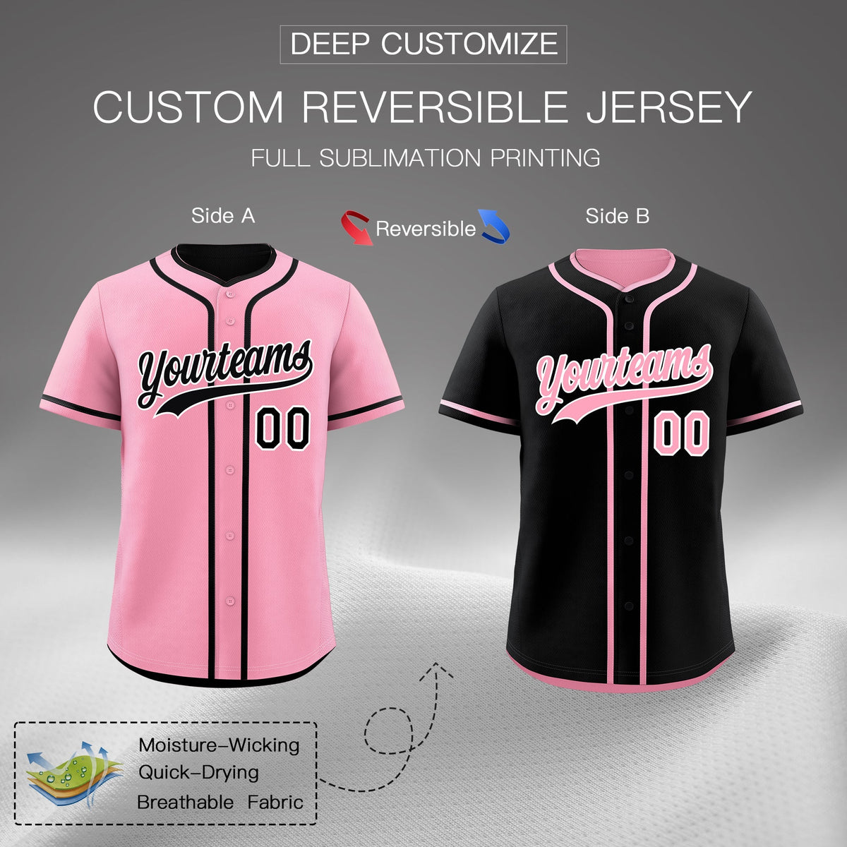 Custom Black White Reversible Classic Style Lightweight Baseball Jersey| KXKSHOP