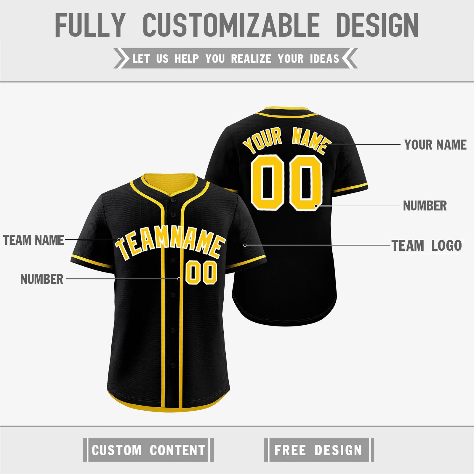 Custom Gold Black Reversible Classic Style Lightweight Baseball Jersey| KXKSHOP
