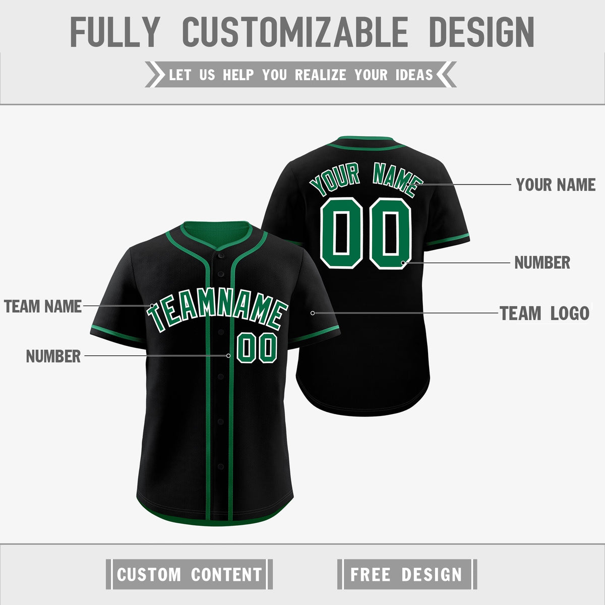 Custom Kelly Green Black Reversible Classic Style Lightweight Baseball Jersey| KXKSHOP