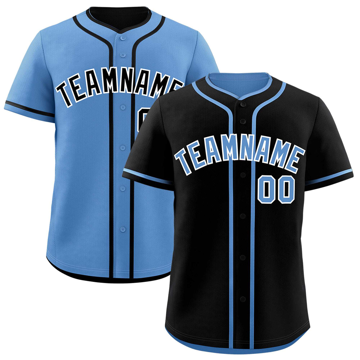Custom Light Blue Black Reversible Classic Style Moisture-Wicking Baseball Jersey| KXKSHOP