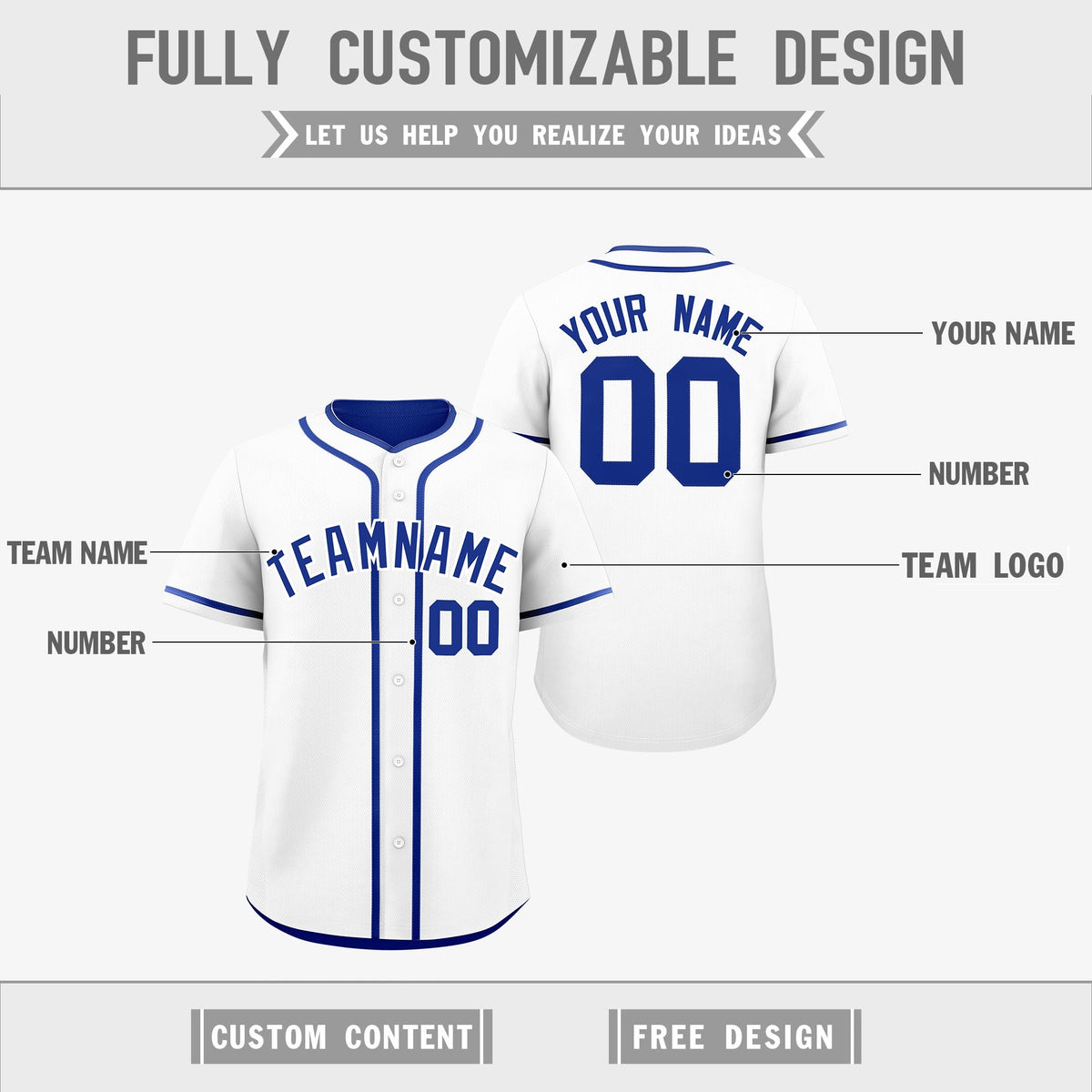 Custom Royal Blue Reversible Classic Style Moisture-Wicking Baseball Jersey| KXKSHOP