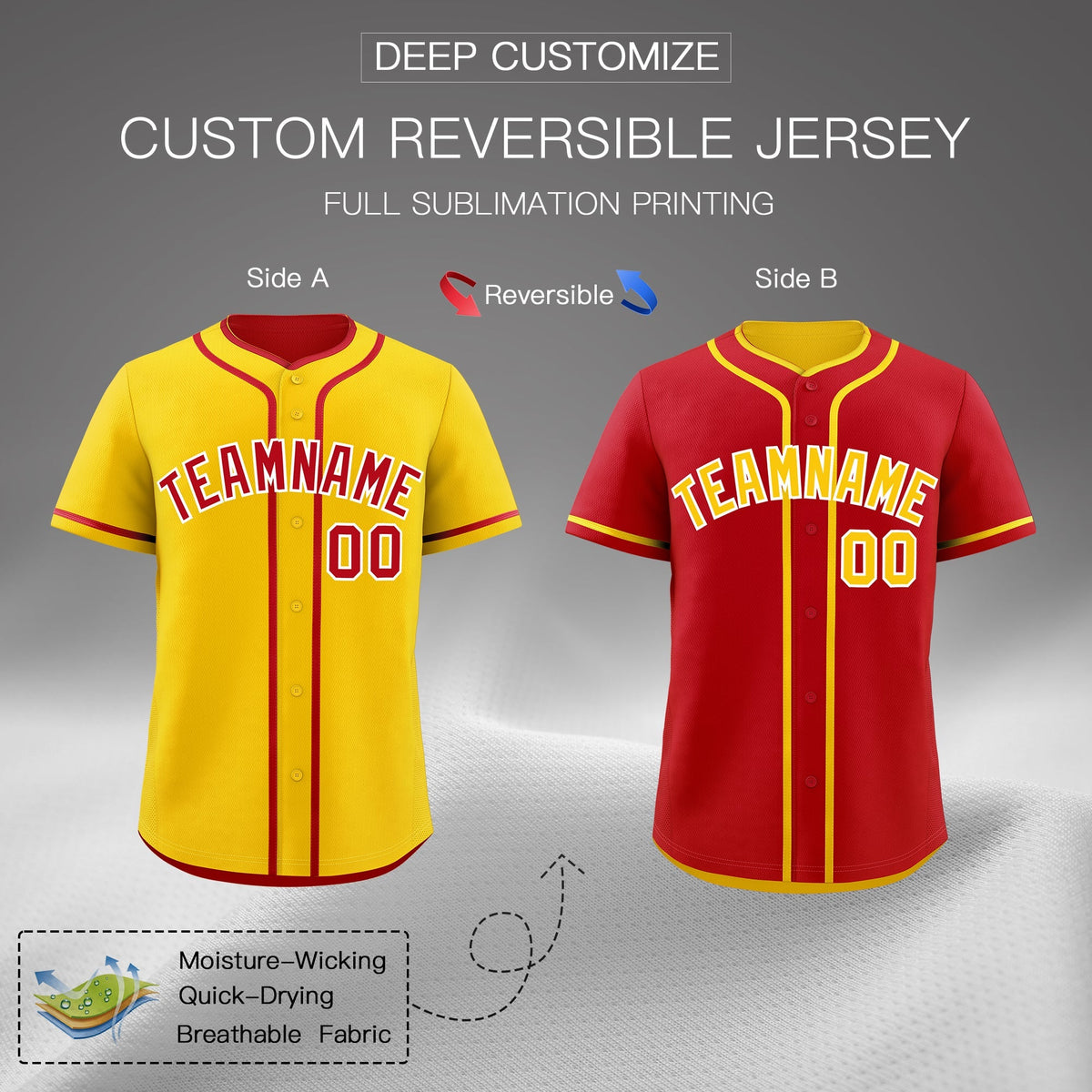 Custom Red White Reversible Classic Style Lightweight Baseball Jersey| KXKSHOP