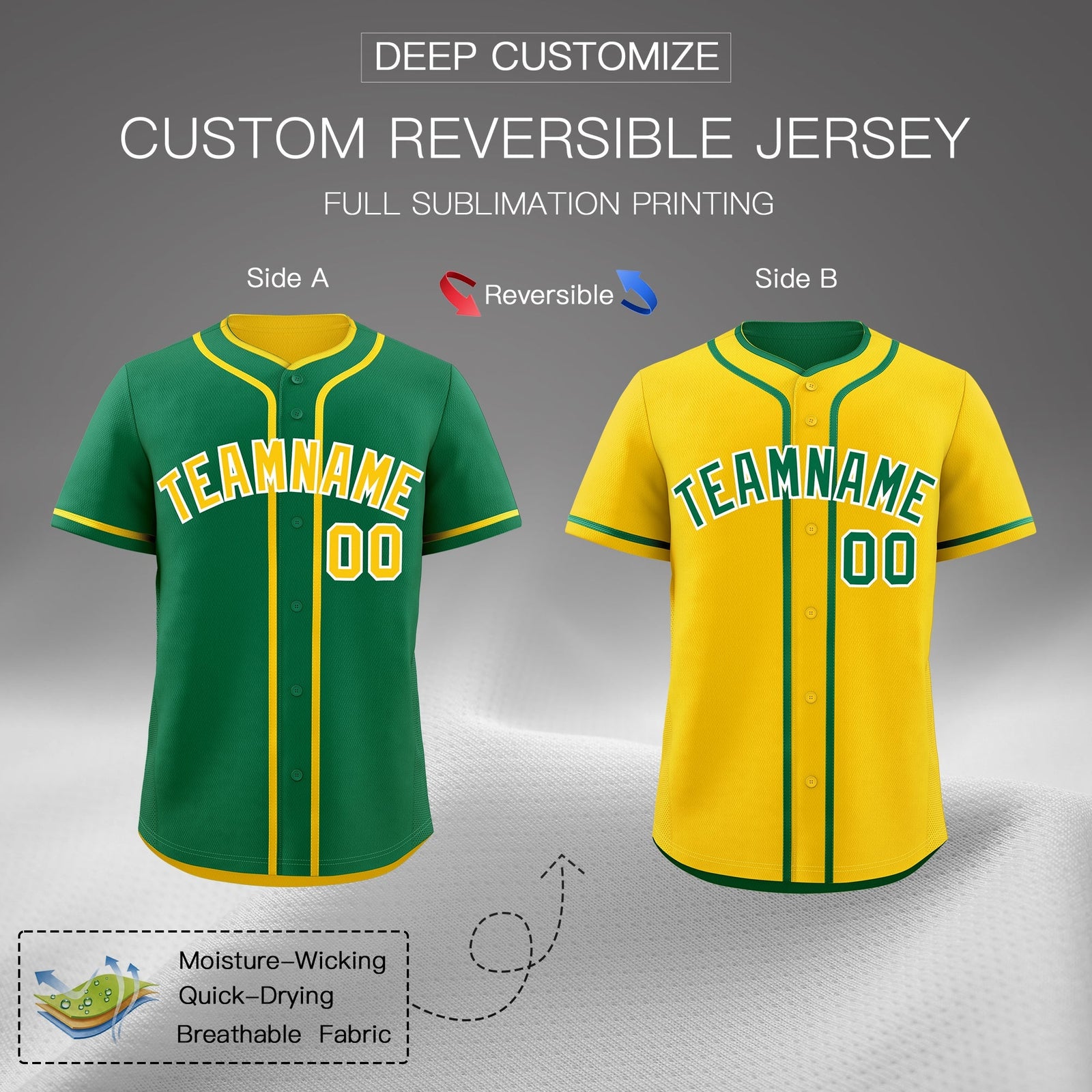 Custom Gold White Reversible Classic Style Lightweight Baseball Jersey| KXKSHOP