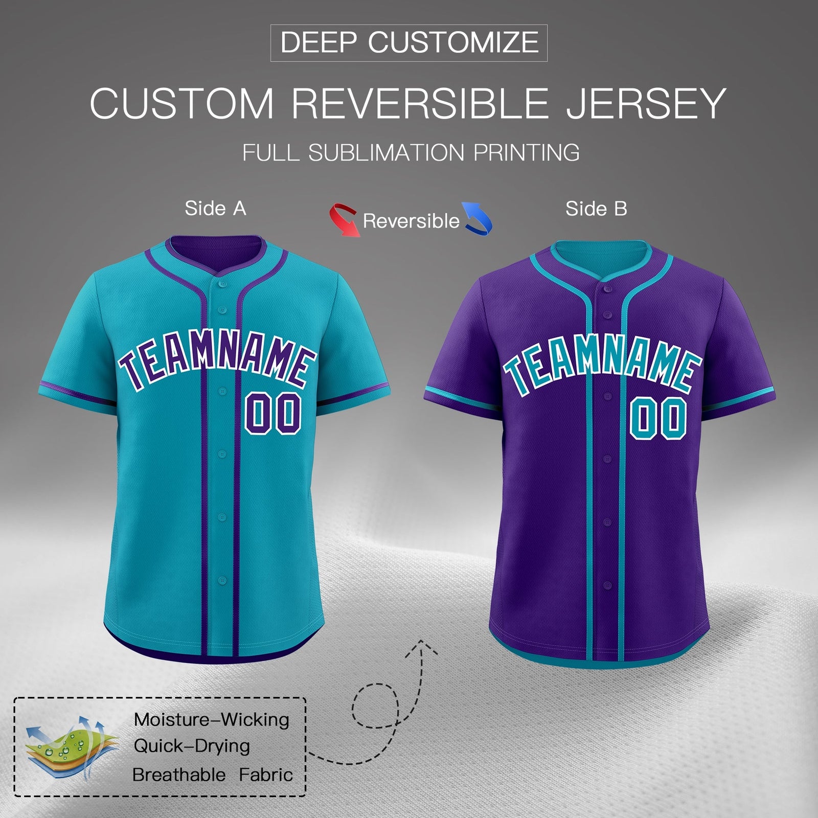 Custom Purple White Reversible Classic Style Lightweight Baseball Jersey| KXKSHOP