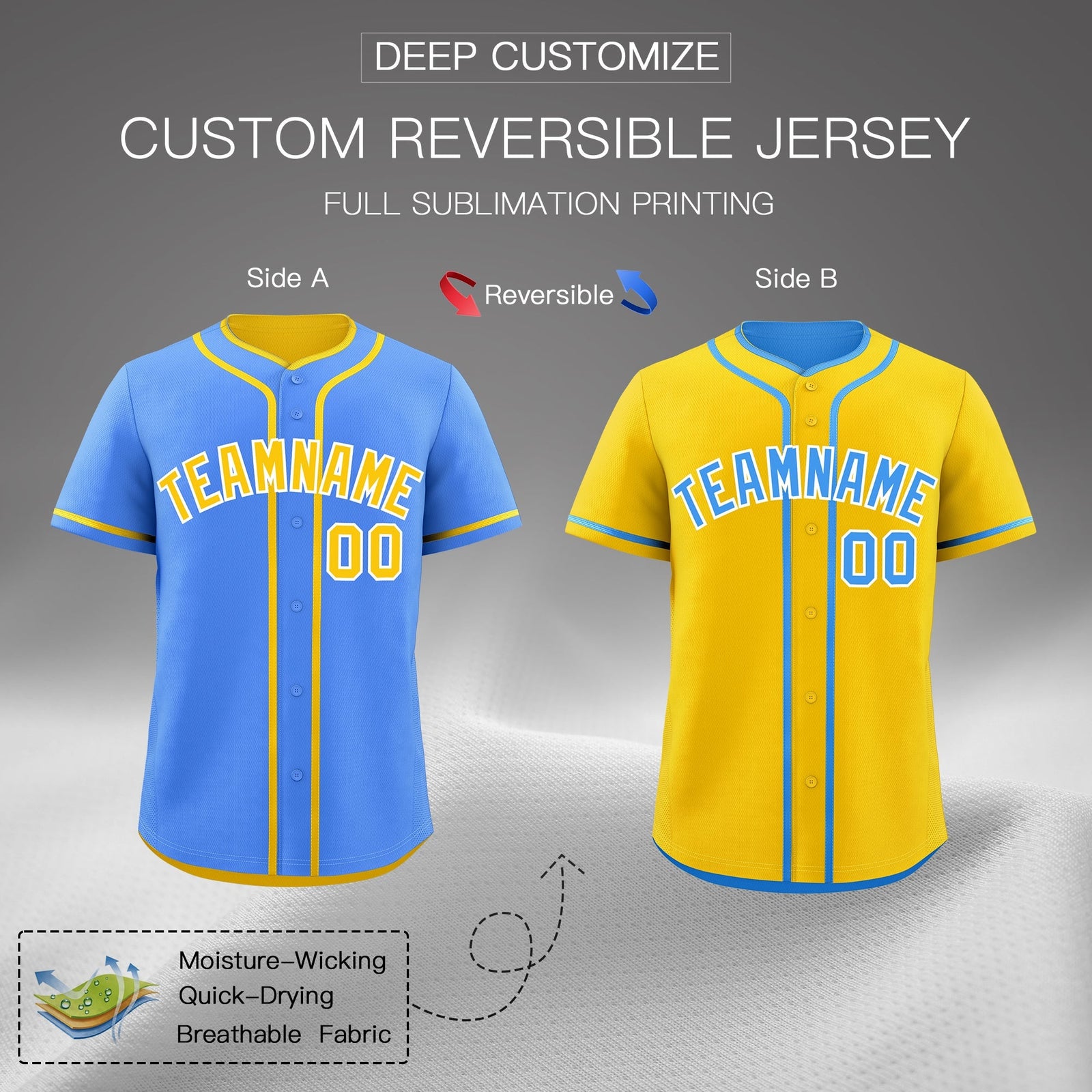 Custom Gold White Reversible Classic Style Lightweight Baseball Jersey| KXKSHOP