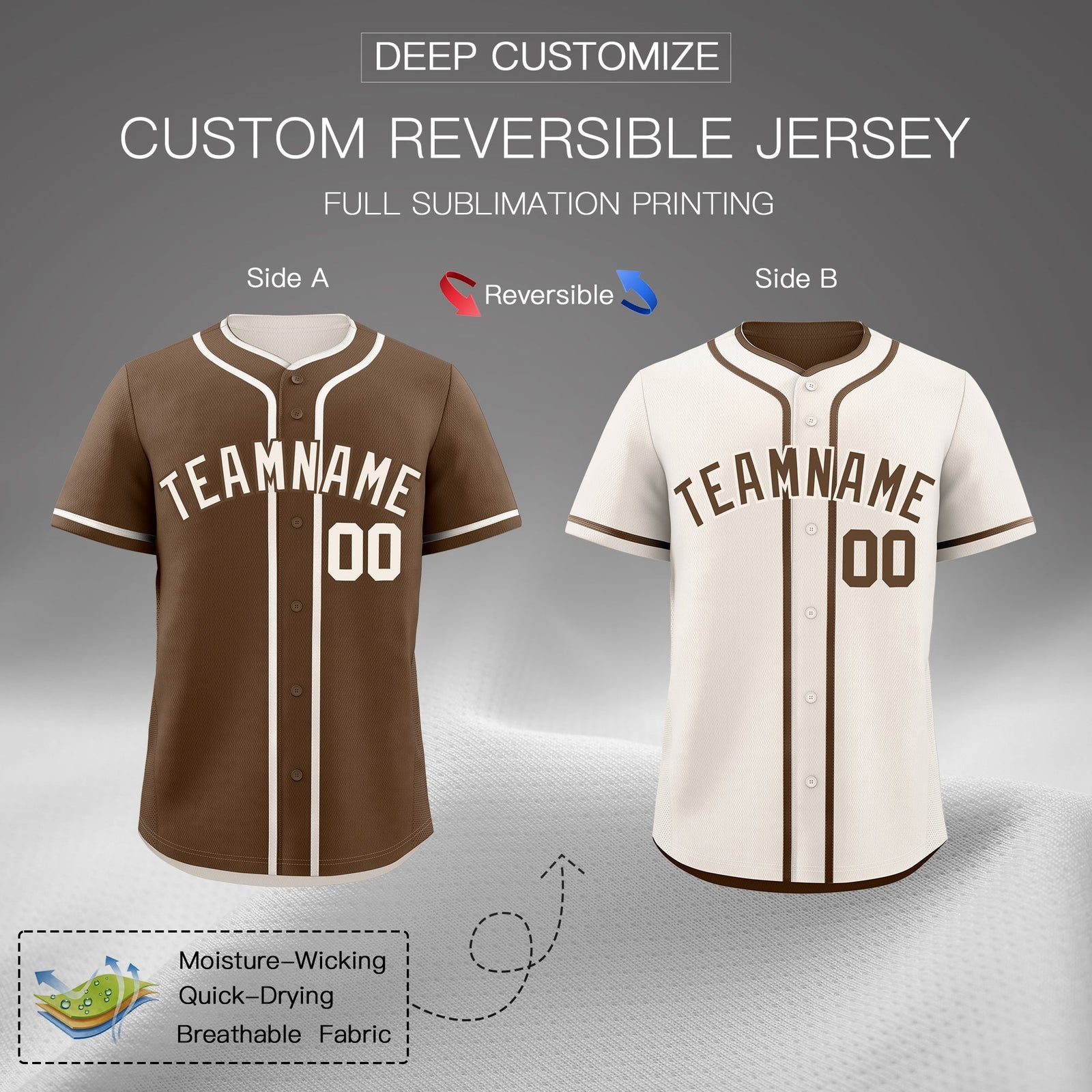Custom Cream Reversible Classic Style Lightweight Baseball Jersey| KXKSHOP