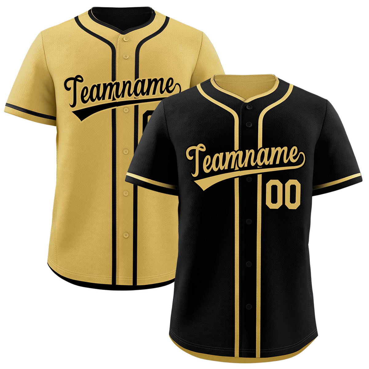 Custom Old Gold Black Reversible Classic Style Moisture-Wicking Baseball Jersey| KXKSHOP