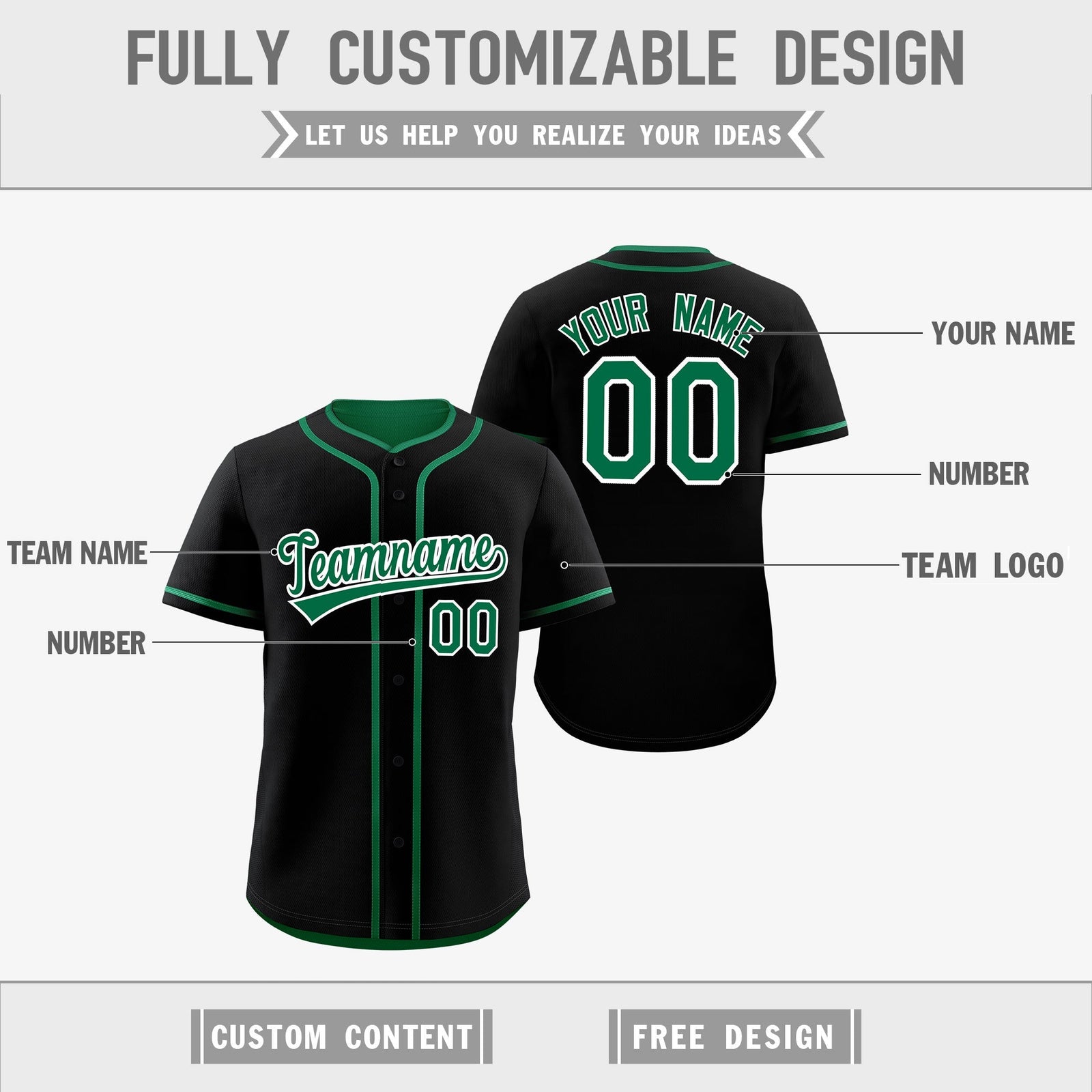 Custom Kelly Green Black Reversible Classic Style Lightweight Baseball Jersey| KXKSHOP