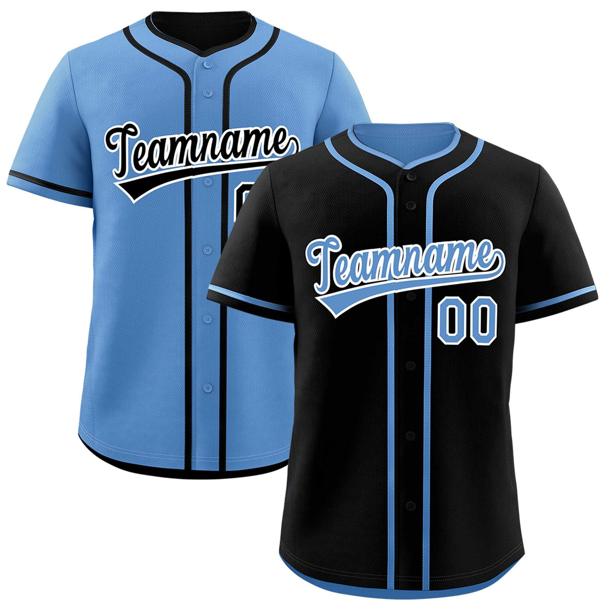 Custom Light Blue Black Reversible Classic Style Moisture-Wicking Baseball Jersey| KXKSHOP