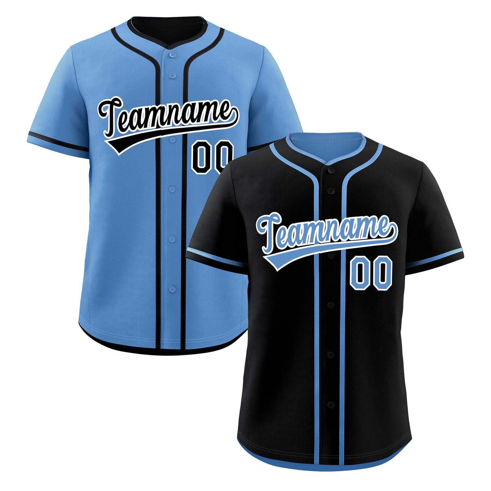 Custom Light Blue Black Reversible Classic Style Moisture-Wicking Baseball Jersey| KXKSHOP