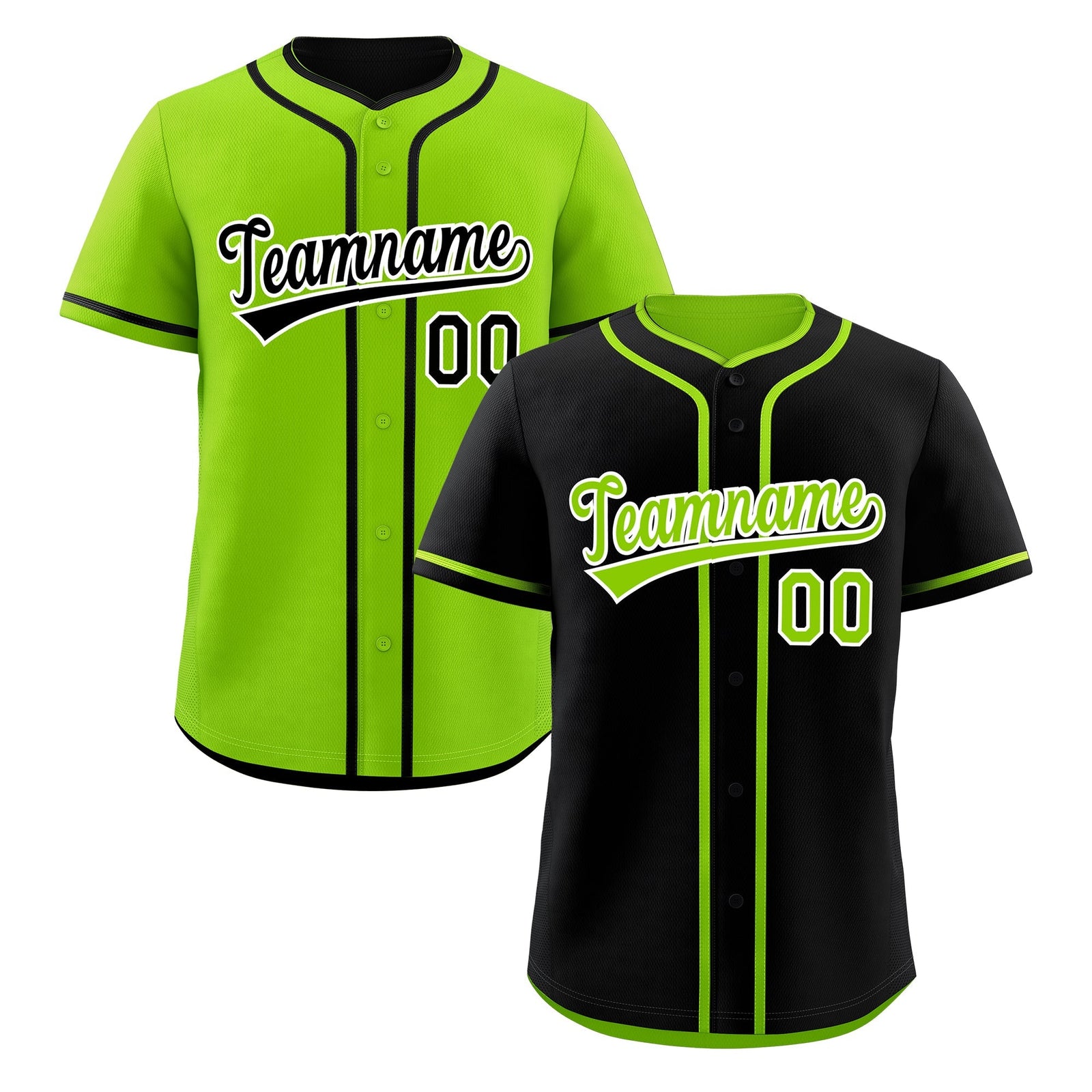 Custom Neon Green Black Reversible Classic Style Lightweight Baseball Jersey| KXKSHOP