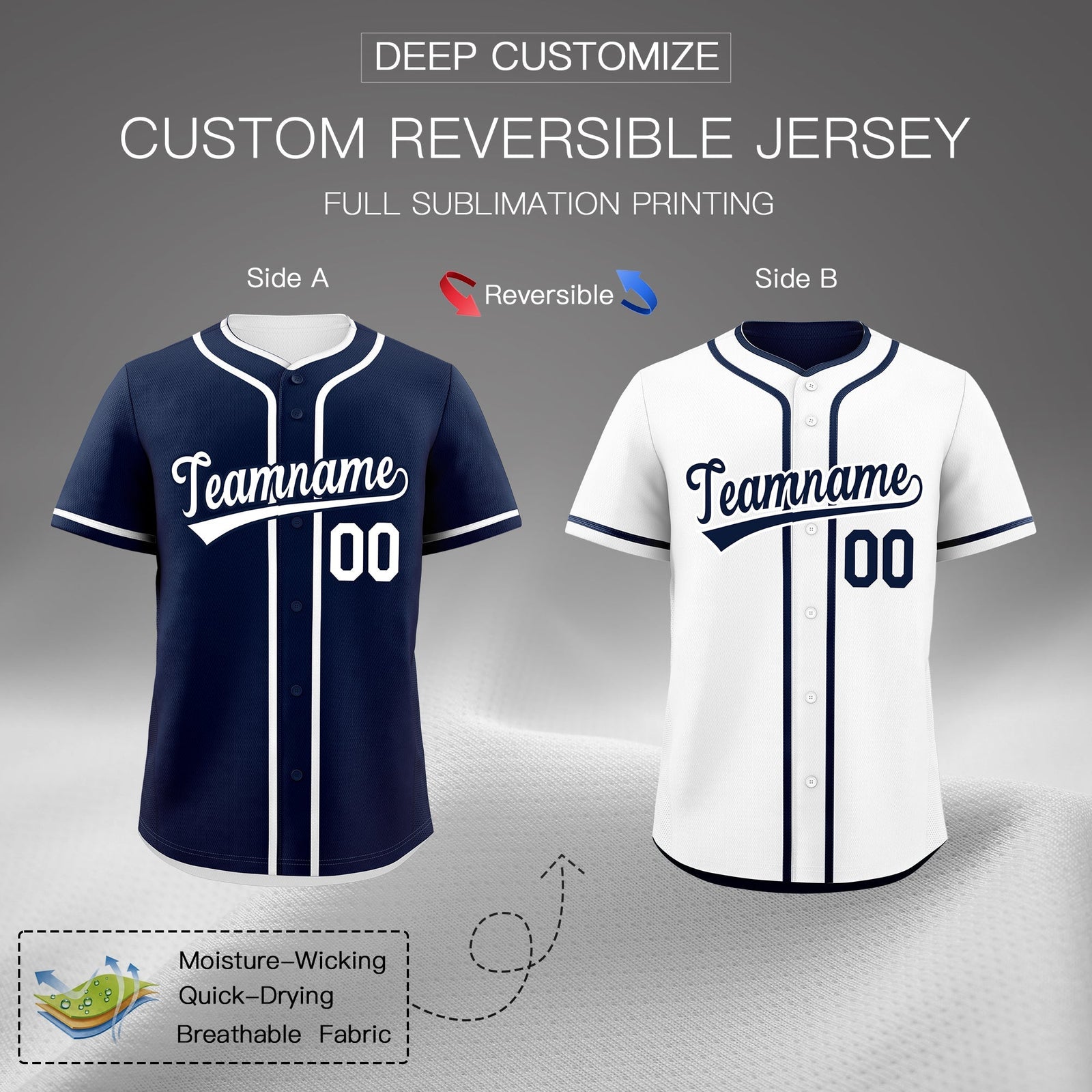 Custom White Reversible Classic Style Lightweight Baseball Jersey| KXKSHOP