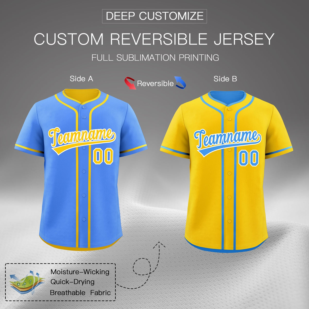 Custom Gold White Reversible Classic Style Lightweight Baseball Jersey| KXKSHOP