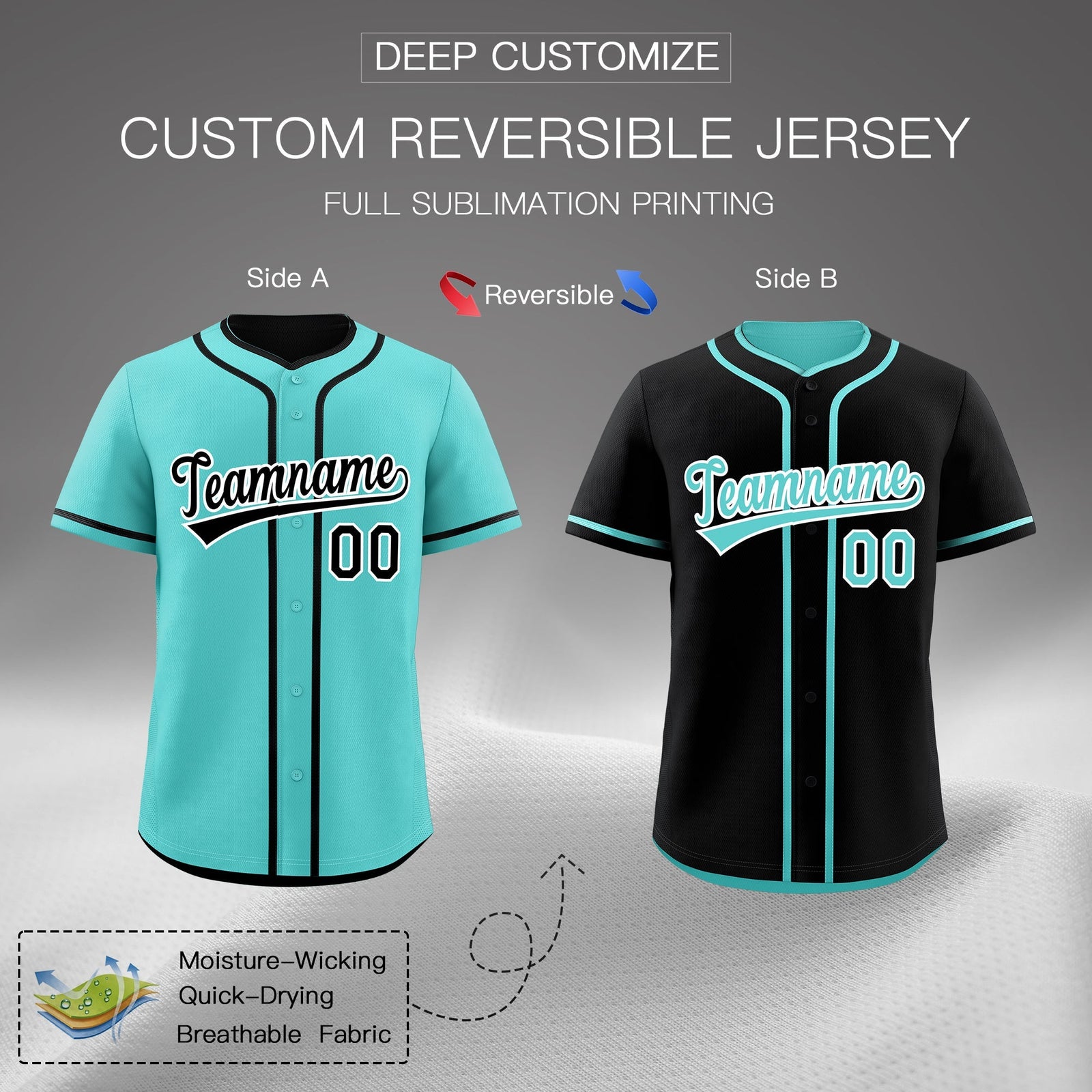 Custom Black White Reversible Classic Style Lightweight Baseball Jersey| KXKSHOP