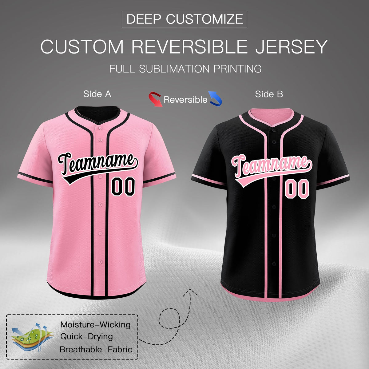 Custom Black White Reversible Classic Style Lightweight Baseball Jersey| KXKSHOP